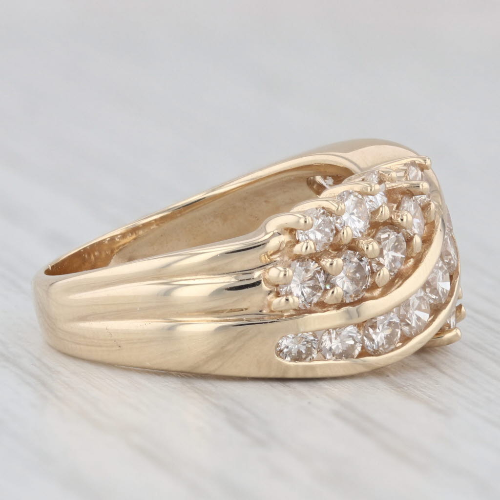 Light Gray 1.50ctw Diamond Bypass Ring 14k Yellow Gold Size 6.5 Cocktail