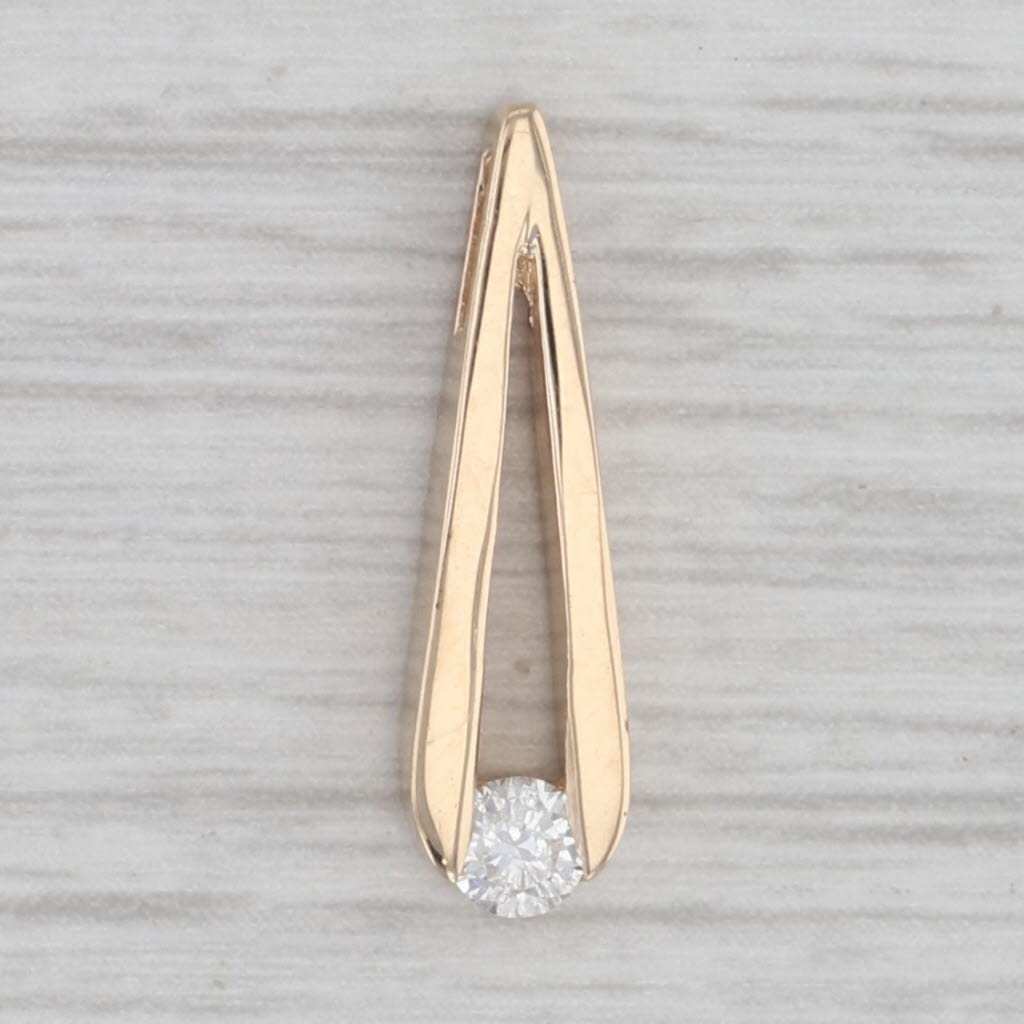 Gray 0.12ct Diamond Teardrop Solitaire Pendant 14k Yellow Gold