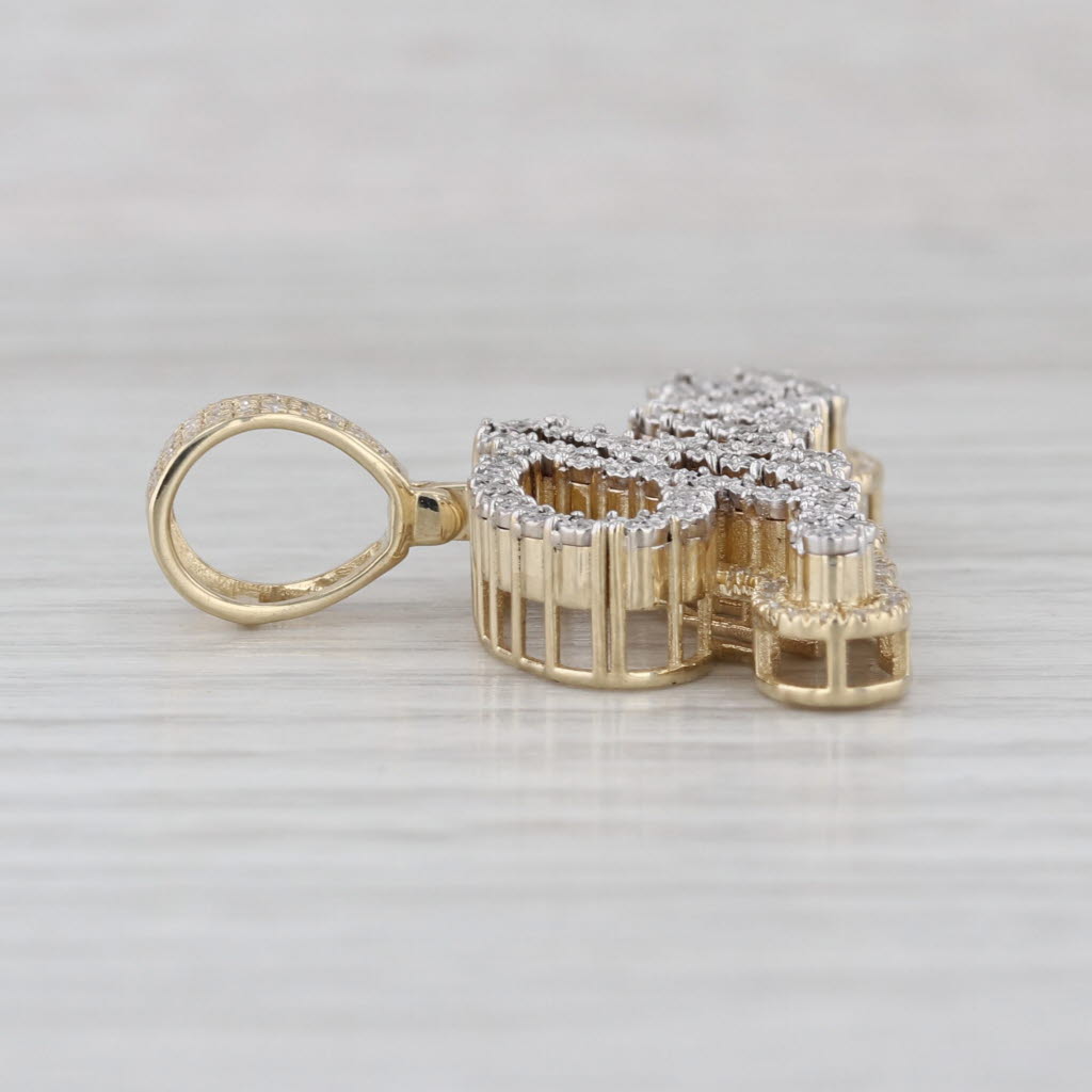 0.55ctw Diamond Cursive Love Pendant 10k Yellow White Gold Statement