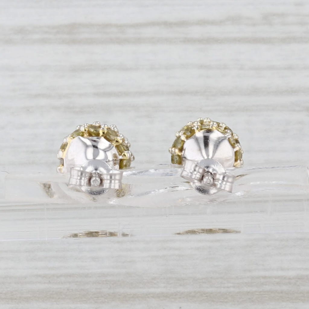 Light Gray 0.72ctw Yellow Diamond Pave Ball Bead Stud Earrings 10k Yellow Gold COA