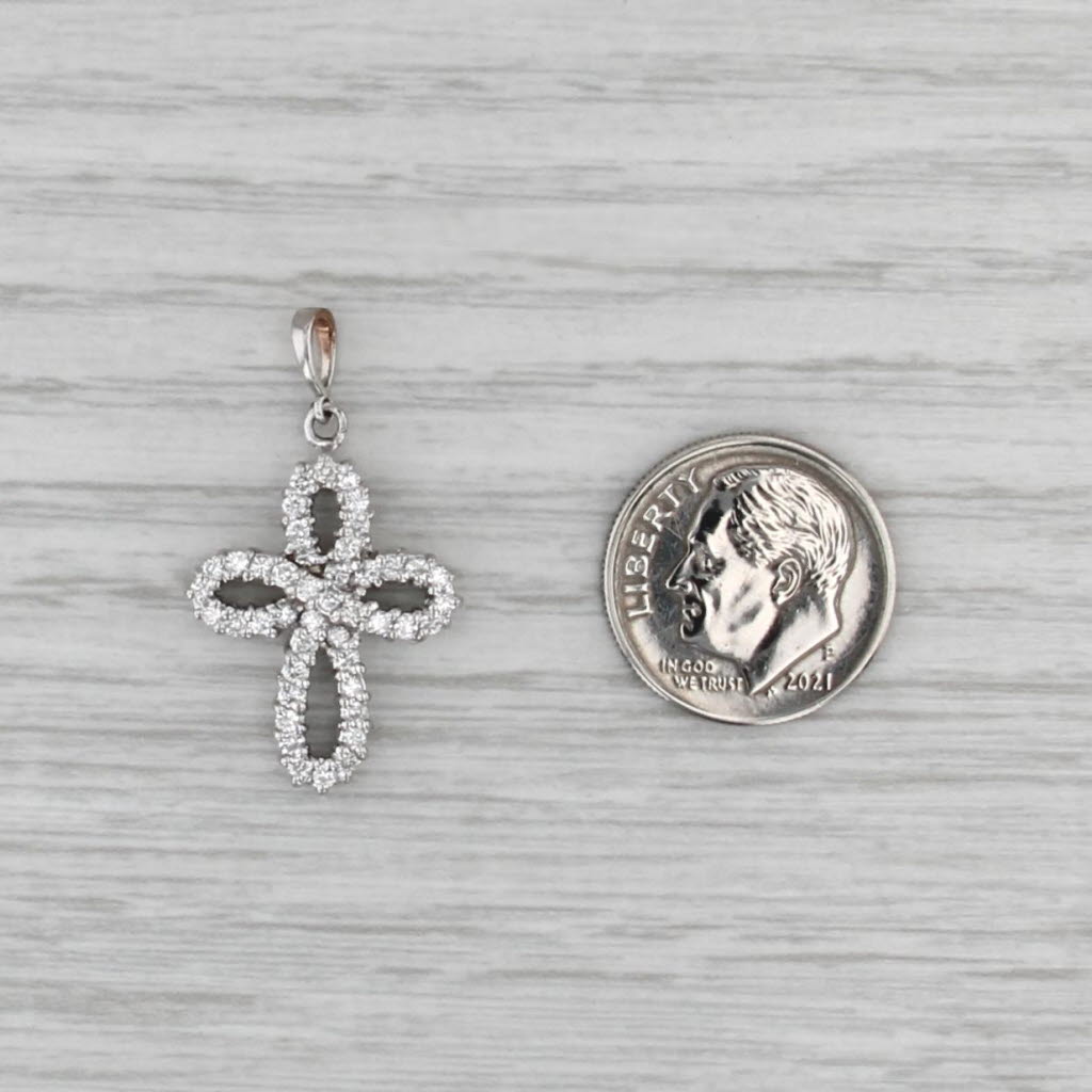 0.50ctw Diamond Cross Pendant 14k White Gold
