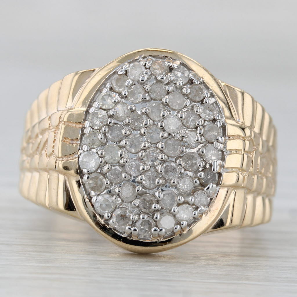 Gray 0.75ctw Pave Diamond Cluster Ring 10k Yellow Gol Size 10.25