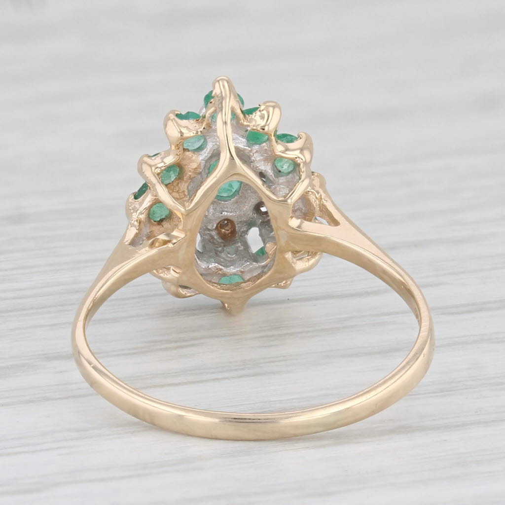 Light Gray 0.68ctw Emerald Diamond Cluster Ring 10k Yellow Gold Size 7.5