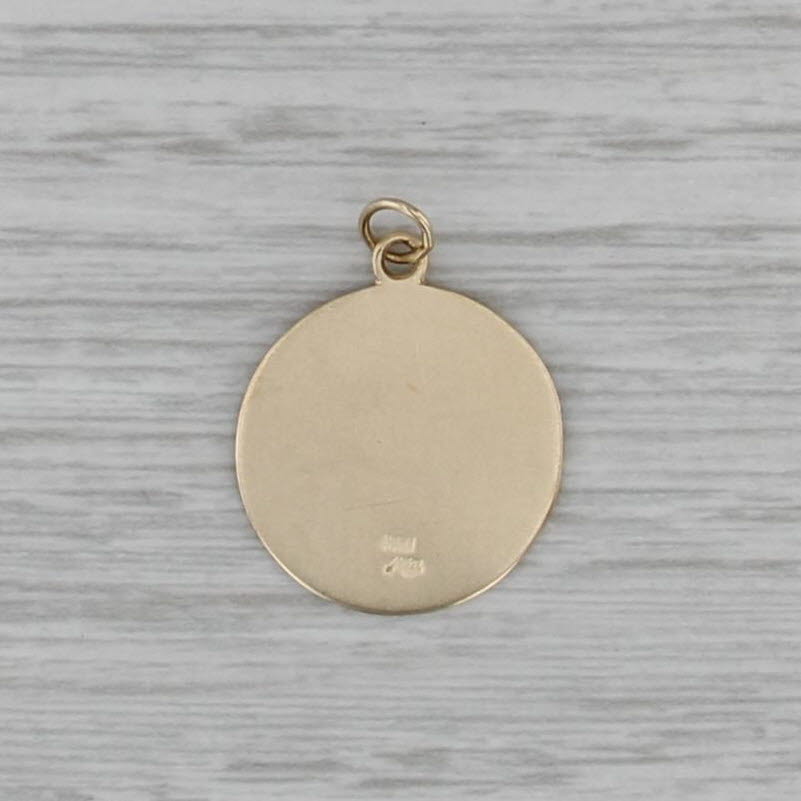 Saint Christopher Protect Us Charm 14k Yellow Gold Pendant Catholic Token