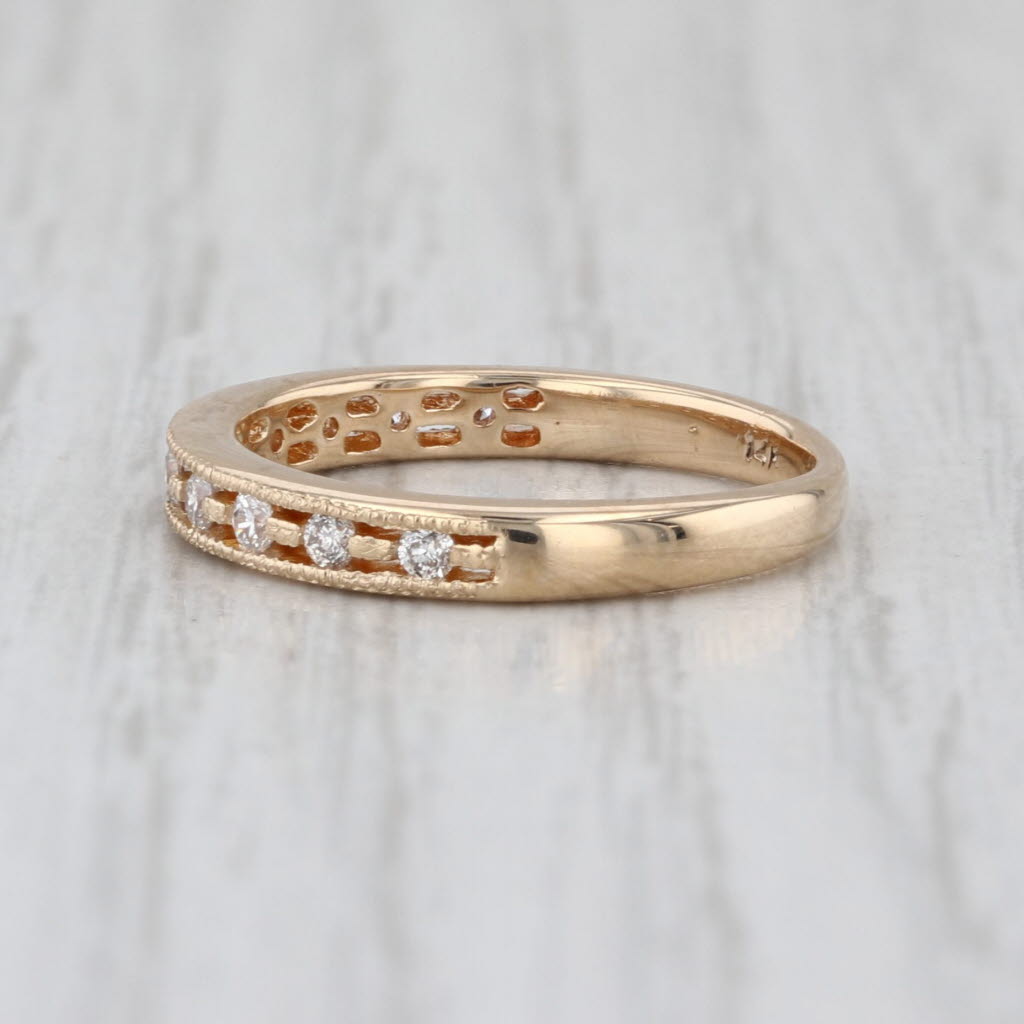 0.20ctw Diamond Wedding Ring 14k Yellow Gold Stackable Anniversary Band Size 4.5