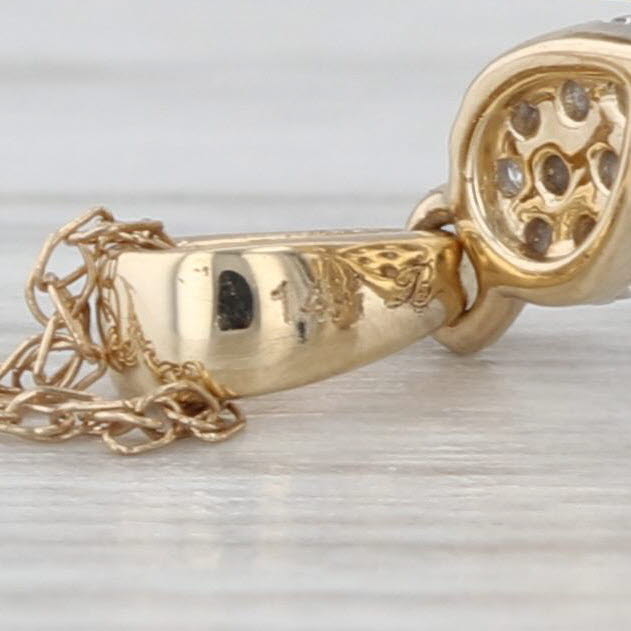 0.15ctw Diamond Flower Pendant Necklace 14k Yellow Gold 18.5" Rope Chain