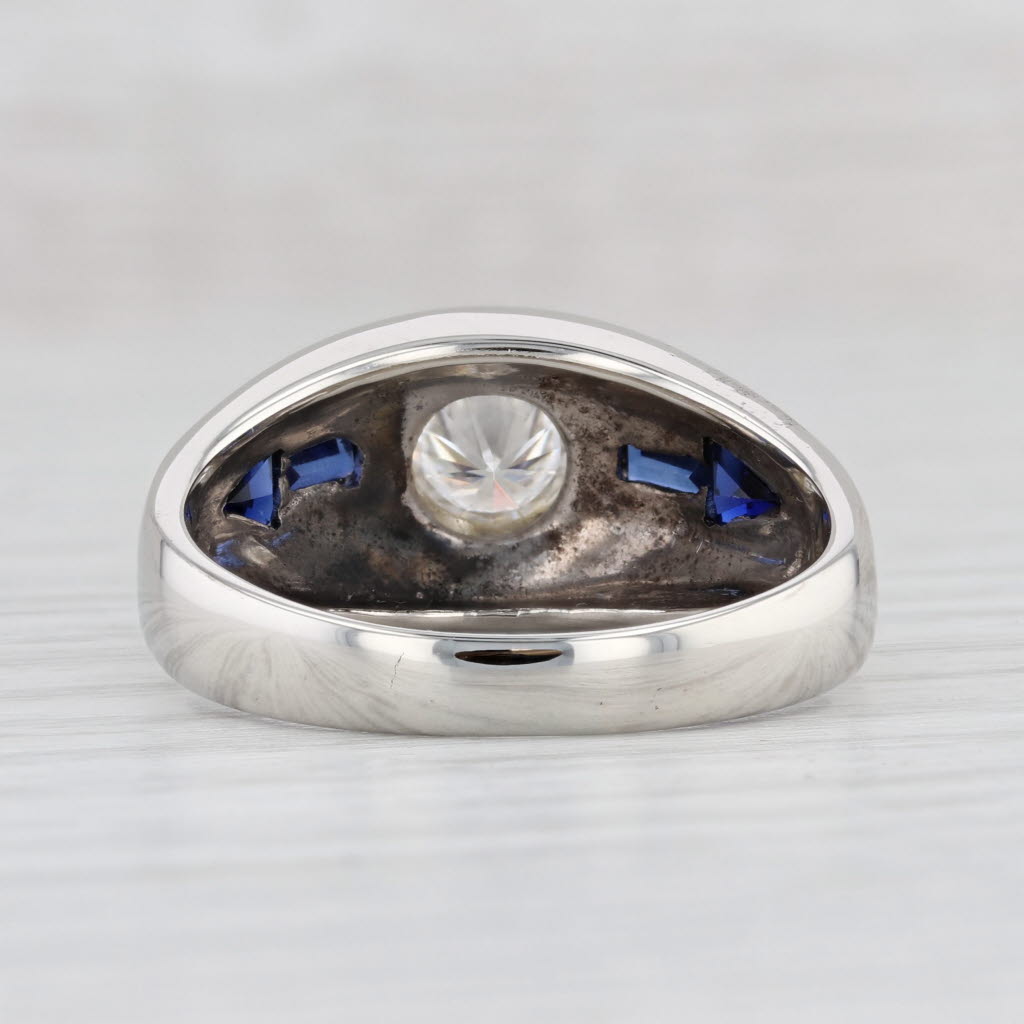 Light Gray Vintage 1.48ctw Moissanite Lab Created Sapphire Men's Ring 10k Gold Size 11.75