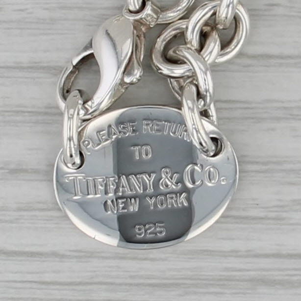 Tiffany Return ID Tag Pendant Necklace Sterling Silver Cable Chain Engravable
