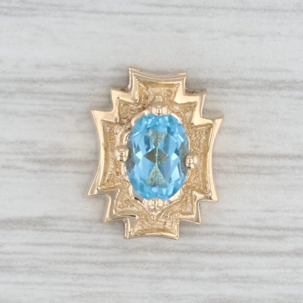Goldman Kolber 1ct Blue Topaz Slide Bracelet Charm 14k Gold Oval Solitaire
