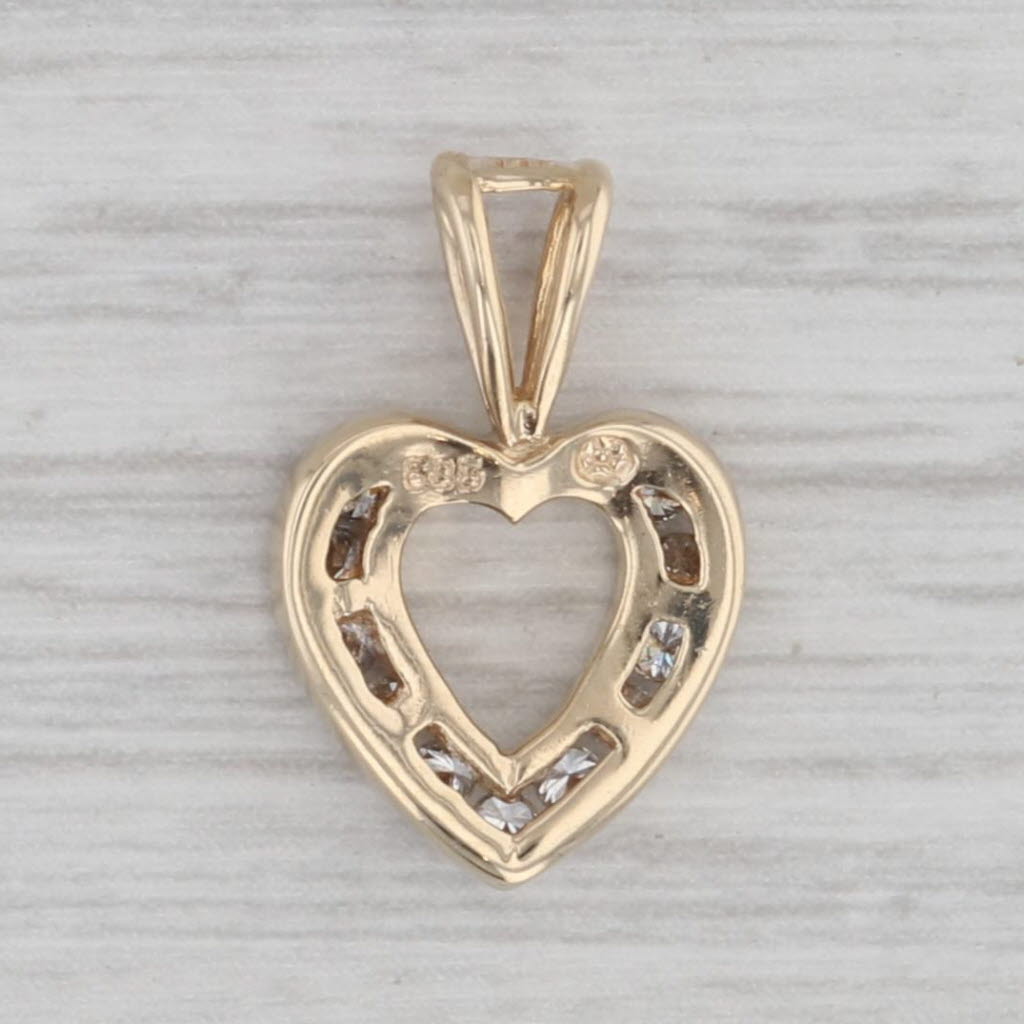 Gray 0.16ctw Diamond Open Heart Pendant 14k Yellow Gold Small Drop