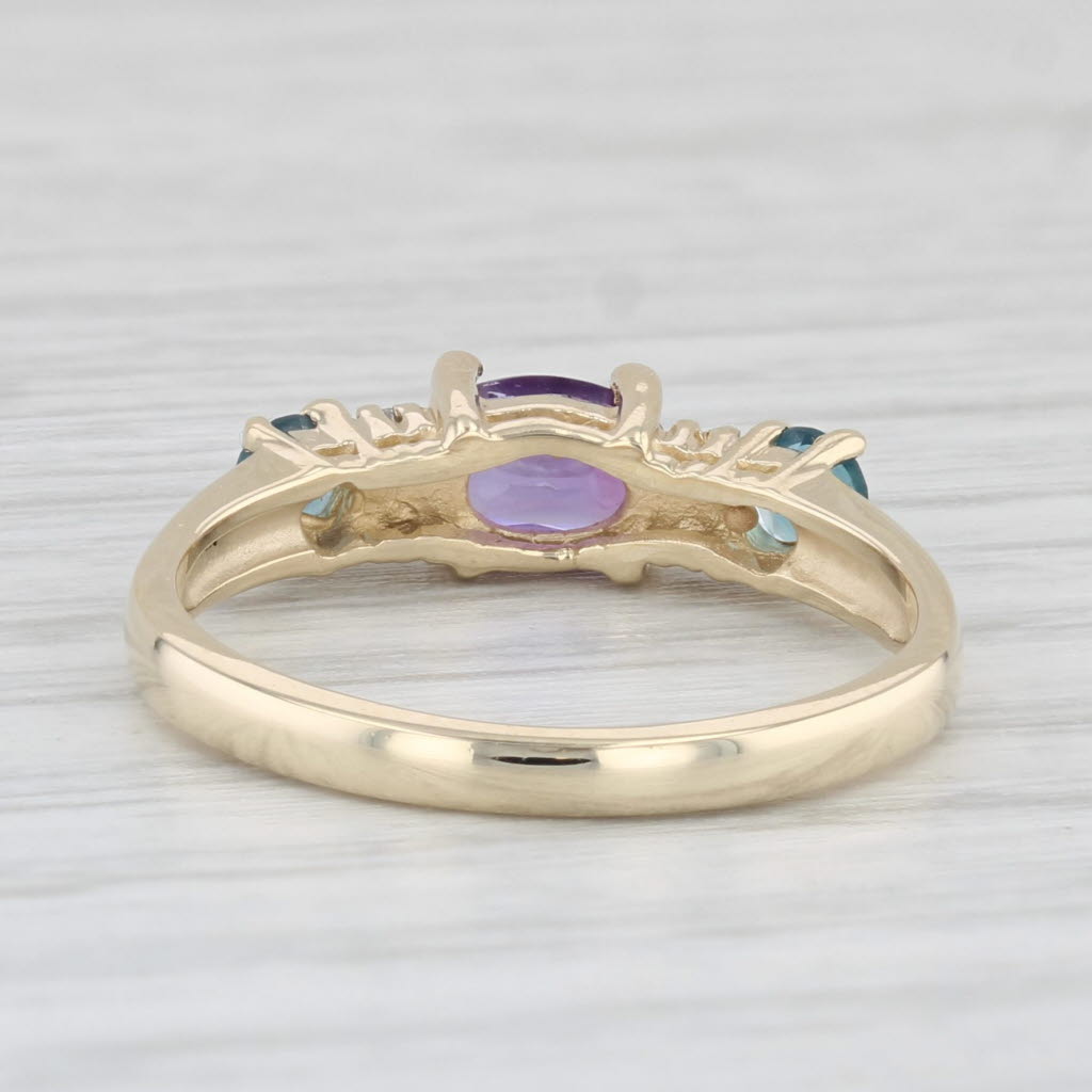 Light Gray 0.77ctw Amethyst Topaz Diamond Ring 10k Yellow Gold Size 6.25