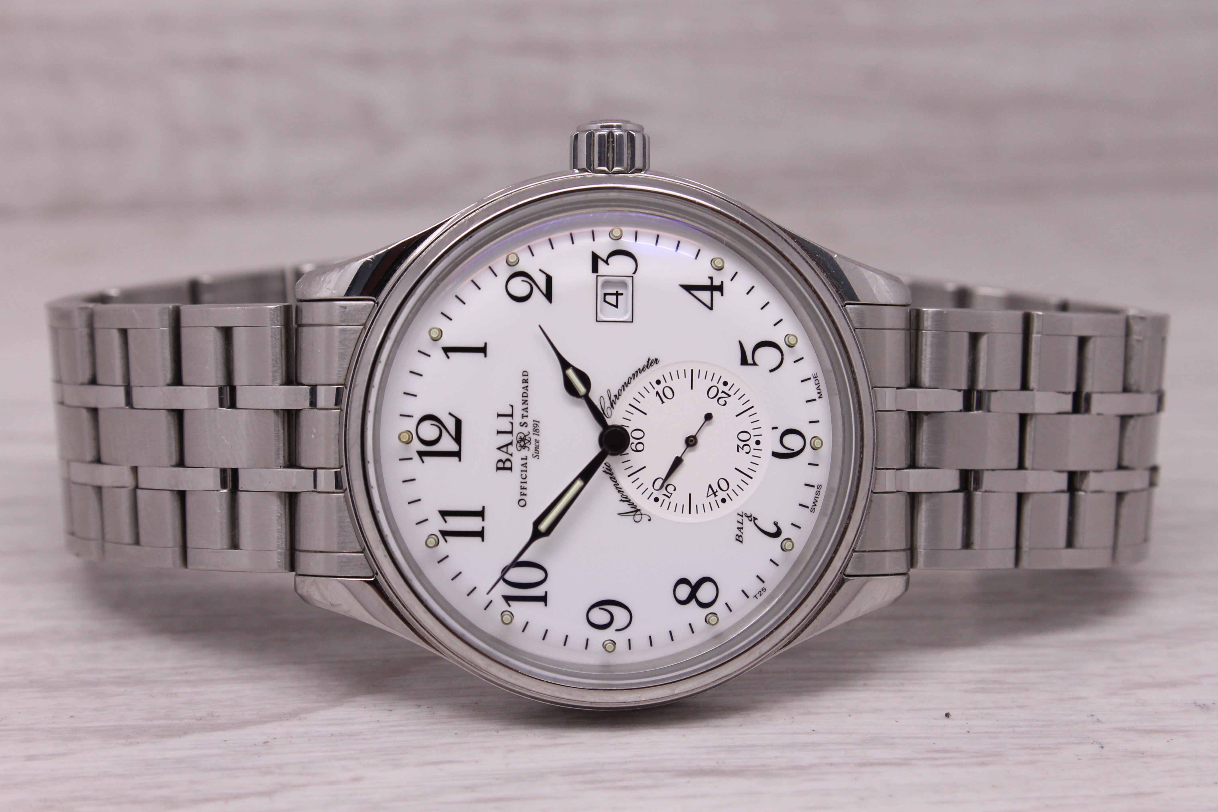 Ball Trainmaster 40mm Steel Automatic Watch Swiss Date NM3888D w/ Box Tag & More
