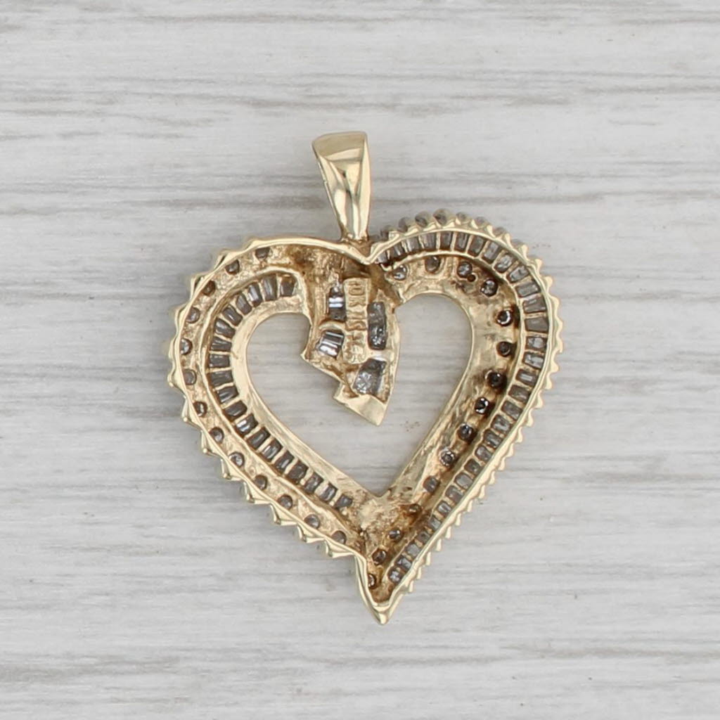 Gray 1.02ctw Diamond Open Heart Pendant 10k Yellow White Gold
