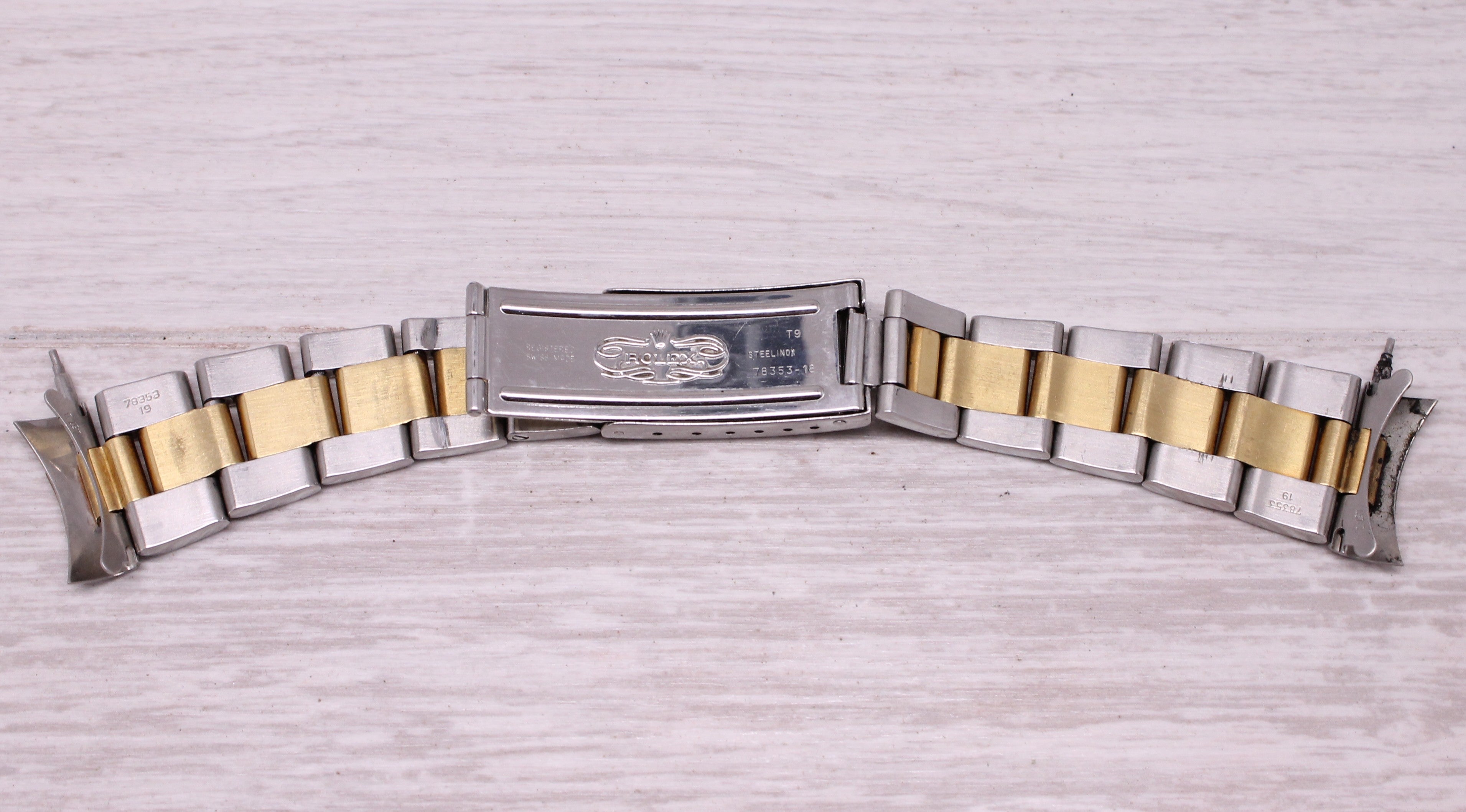 Vintage 1995 Rolex Steel & 18k Gold Oyster Bracelet 78353-19 Watch Bracelet Band