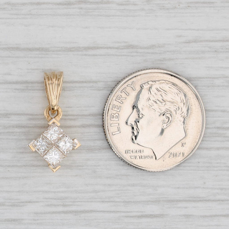 0.50ct Princess Diamond Solitaire Pendant 14k Yellow Gold