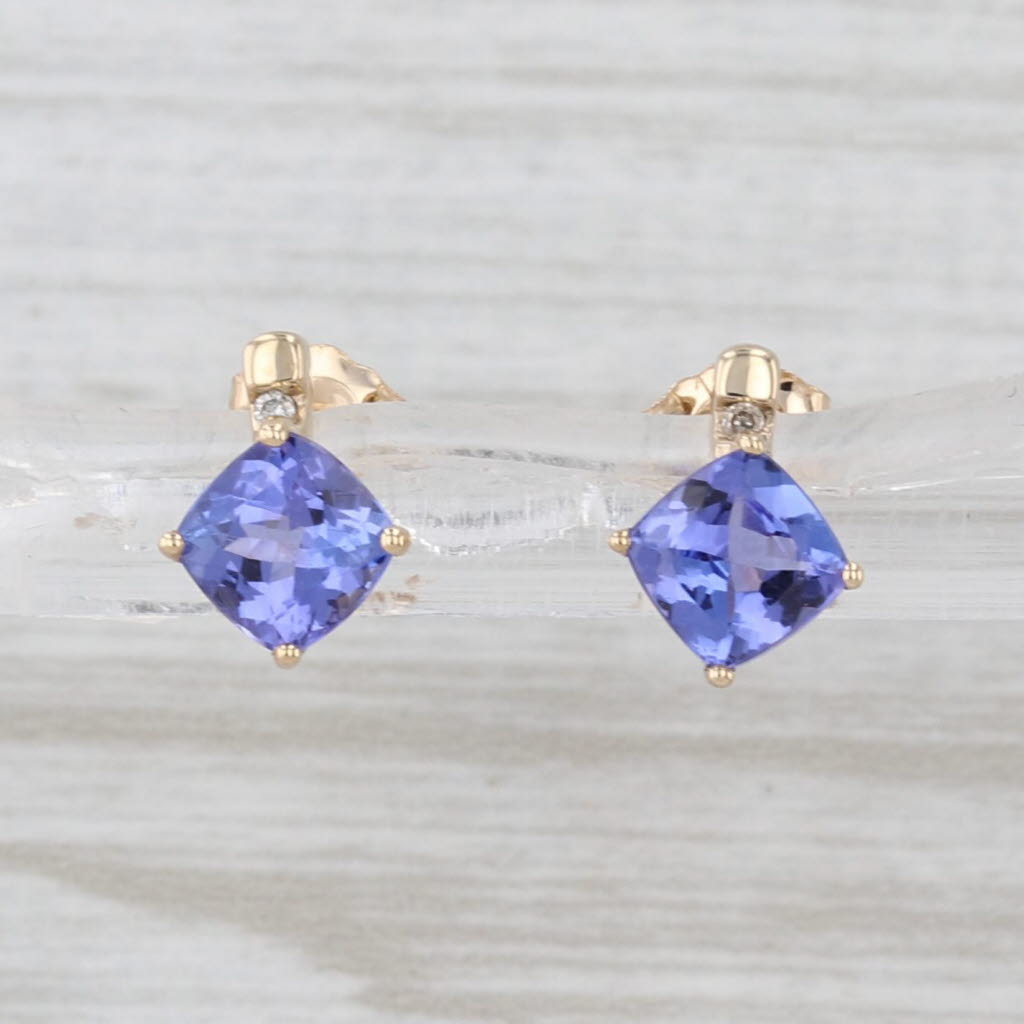 1.30ctw Tanzanite Diamond Stud Earrings 14k Yellow Gold