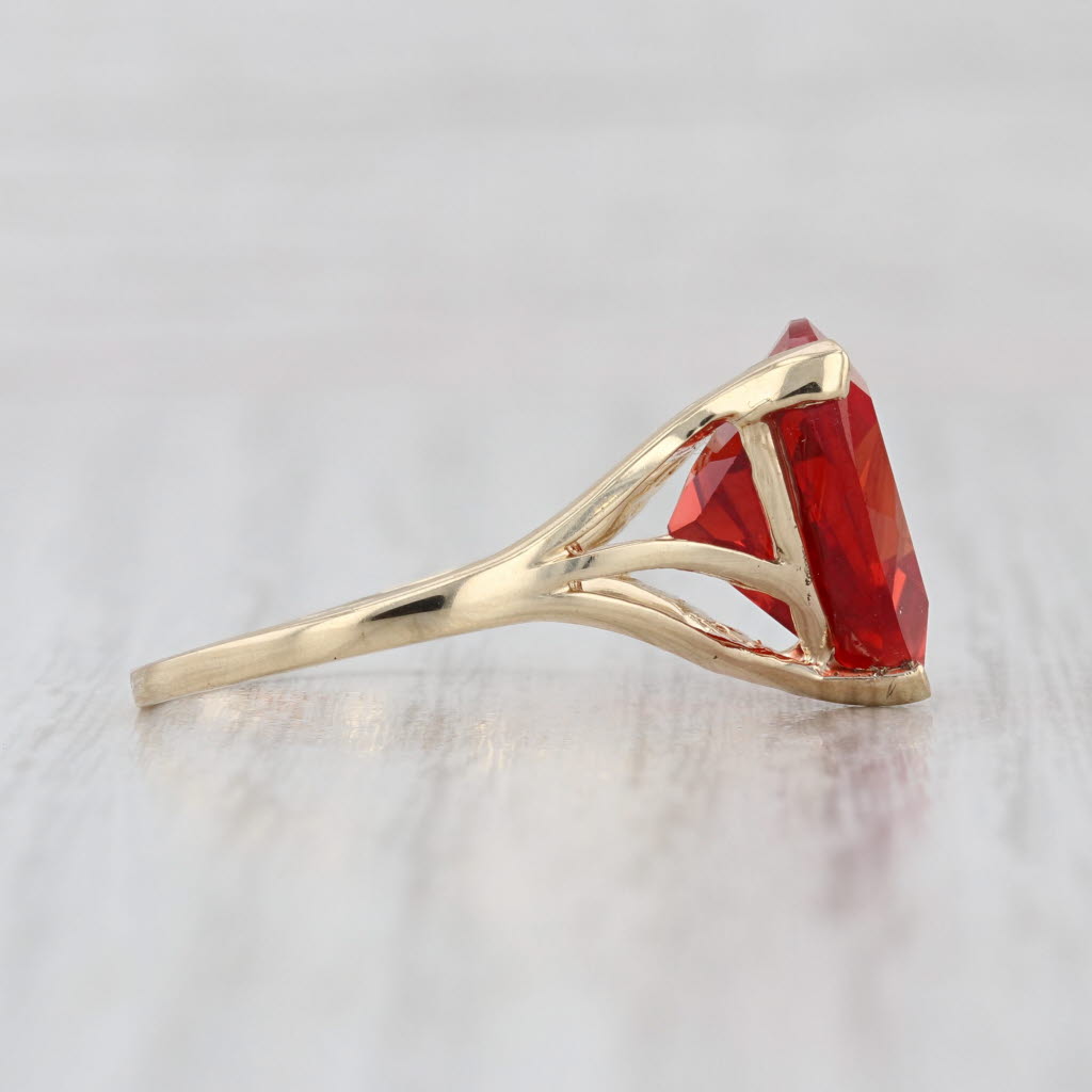 8.40ct Red Orange Lab Created Sapphire Ring 10k Yellow Gold Size 7 Solitaire