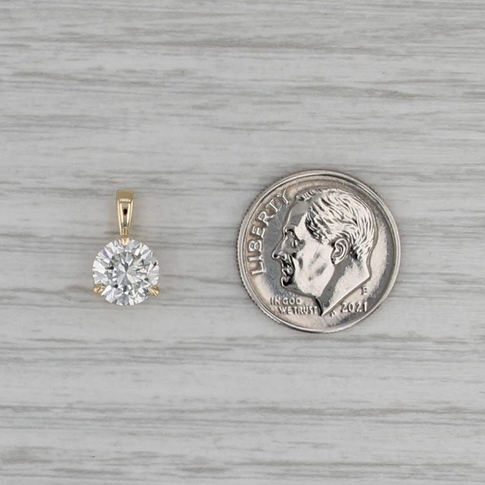 GIA 1.43ct Round Diamond Solitaire Pendant 14k Yellow Gold Small Drop