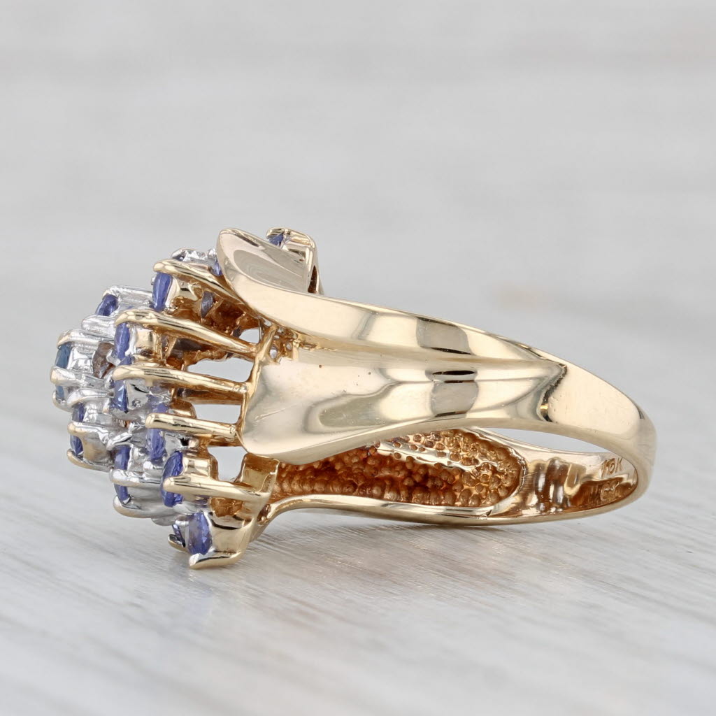 Light Gray 1.14ctw Tanzanite Cluster Ring 10k Yellow Gold Size 5 Cocktail