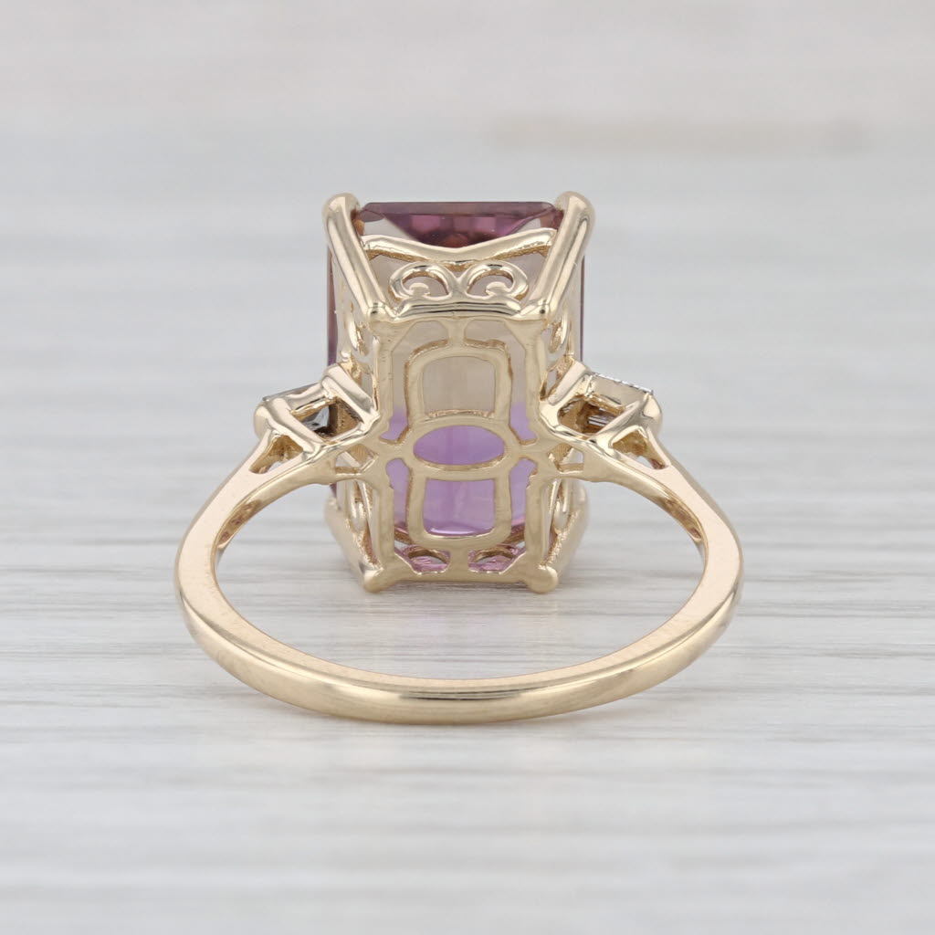 Luxoro 6.77ctw Ametrine Diamond Ring 10k Yellow Gold Size 8 Cocktail