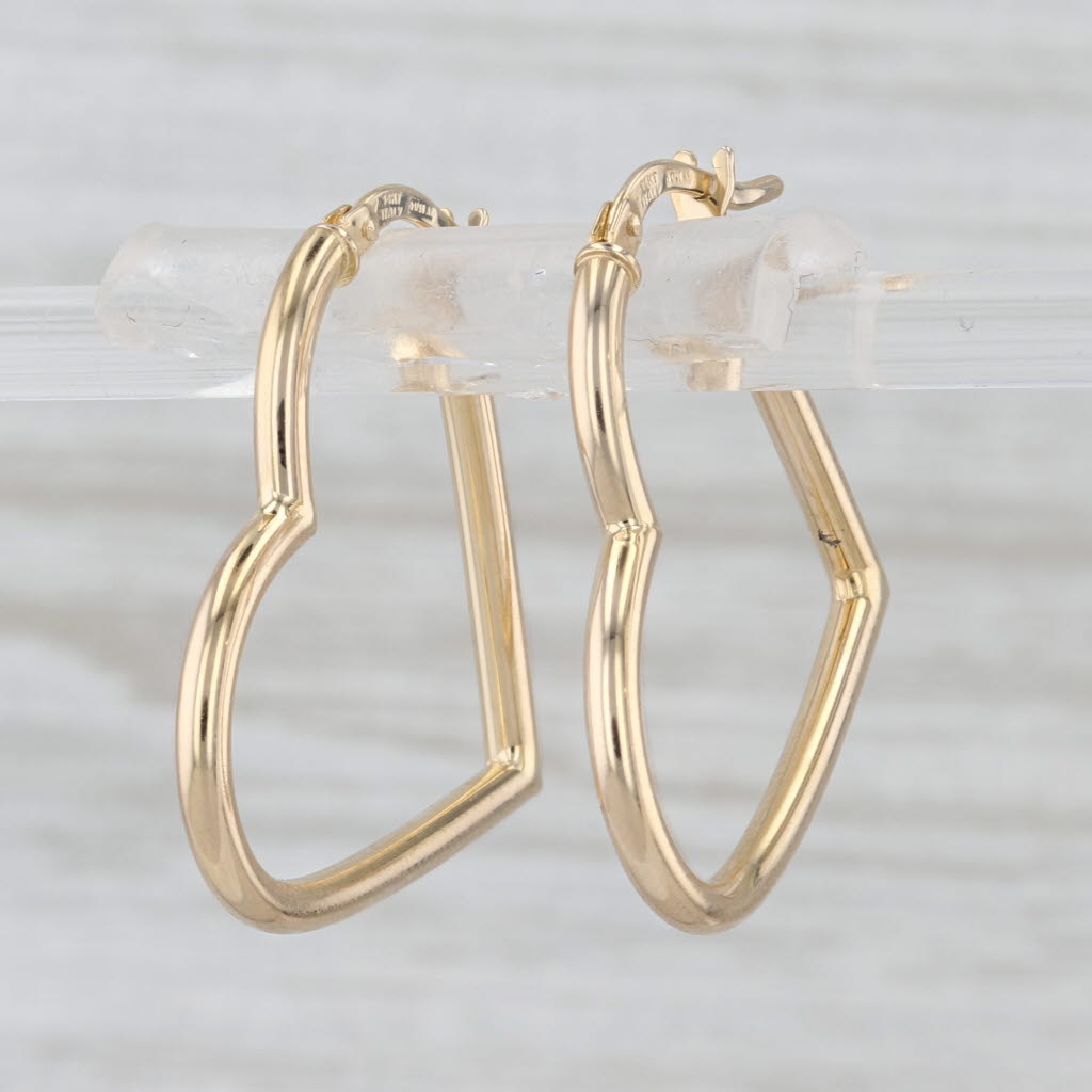 Heart Hoop Earrings 14k Yellow Gold Snap Top Hoops