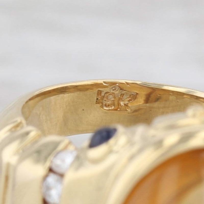 Light Gray 8.55ctw Oval Citrine Sapphire Diamond Ring 18k Yellow Gold Size 6.25