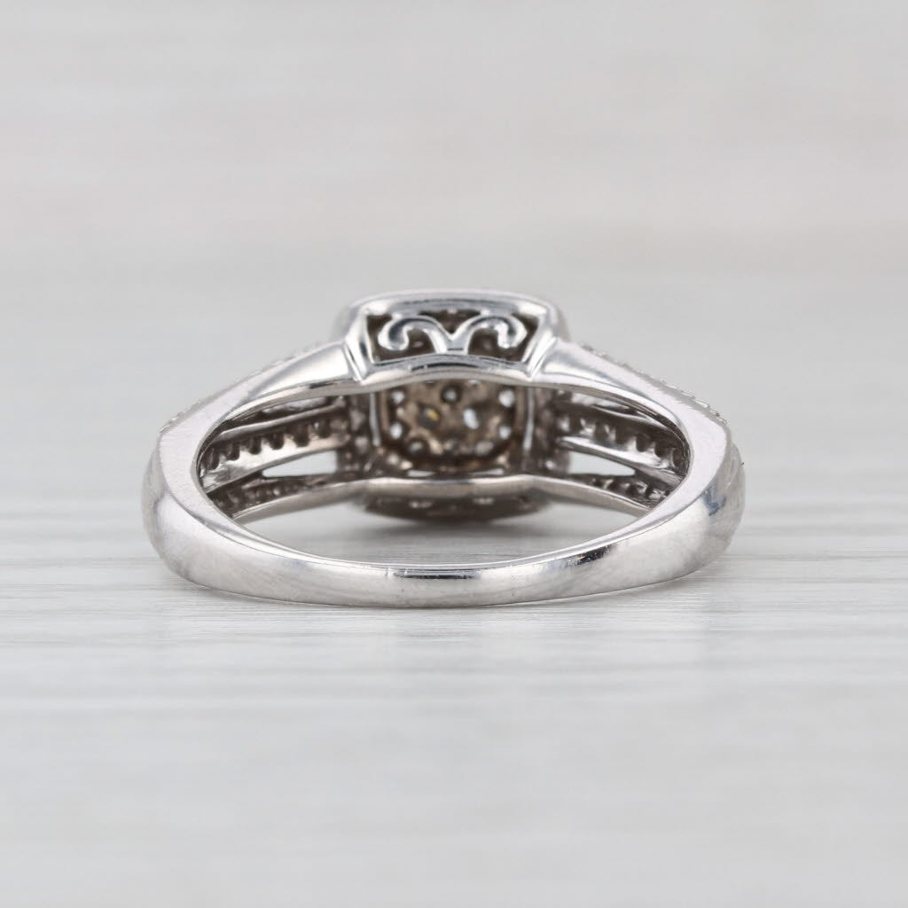 0.42ctw Diamond Cluster Halo Engagement Ring 10k White Gold Size 7