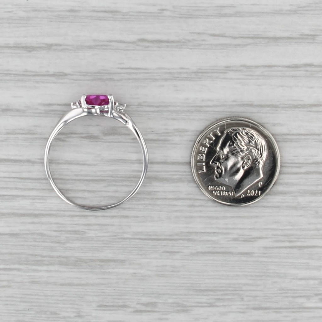 1.14ctw Pink Lab Created Sapphire Heart Cubic Zirconia Ring 10k White Gold