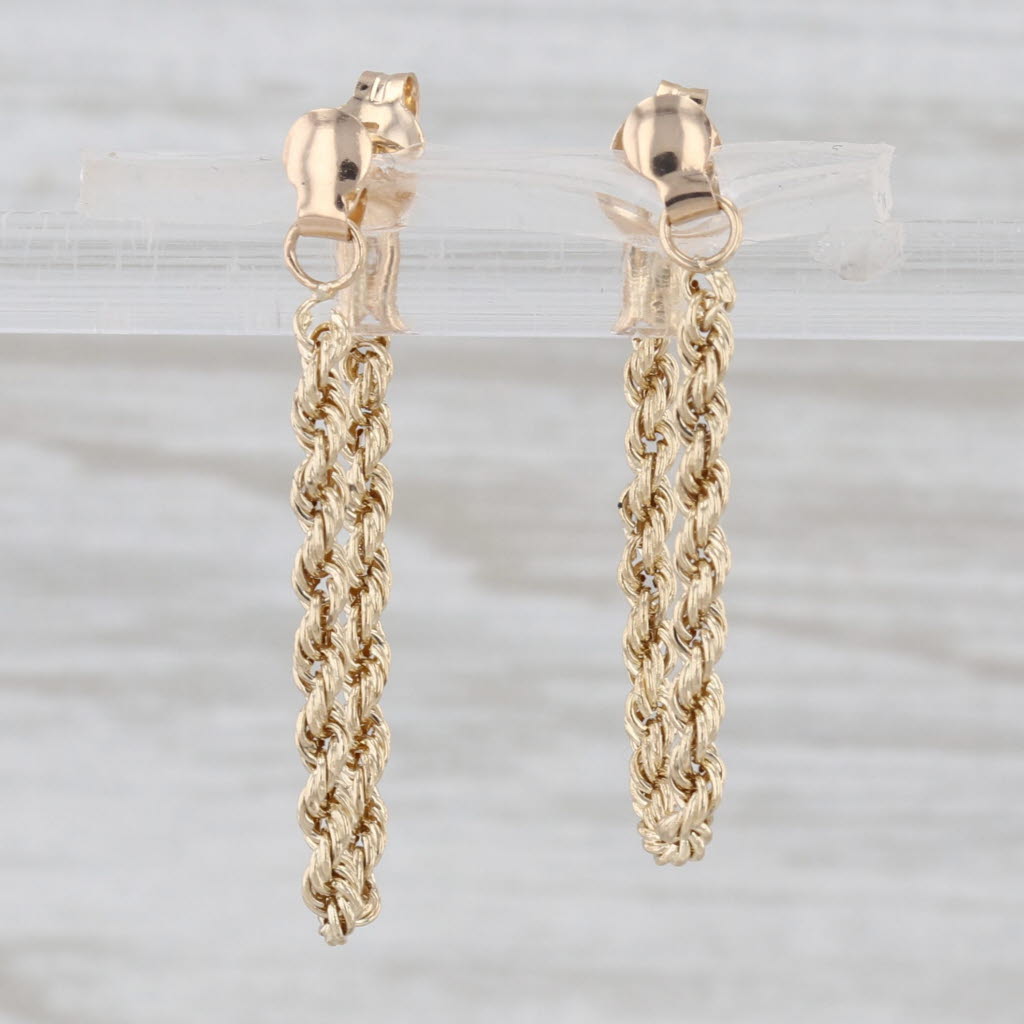 Rope Chain Dangle Earrings 10k Yellow Gold Drops