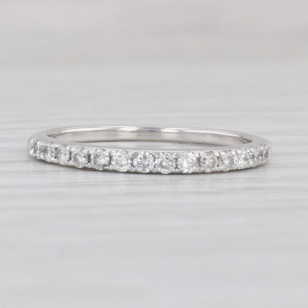 Light Gray 0.20ctw Diamond Wedding Band 14k White Gold Stackable Ring Size 6.5