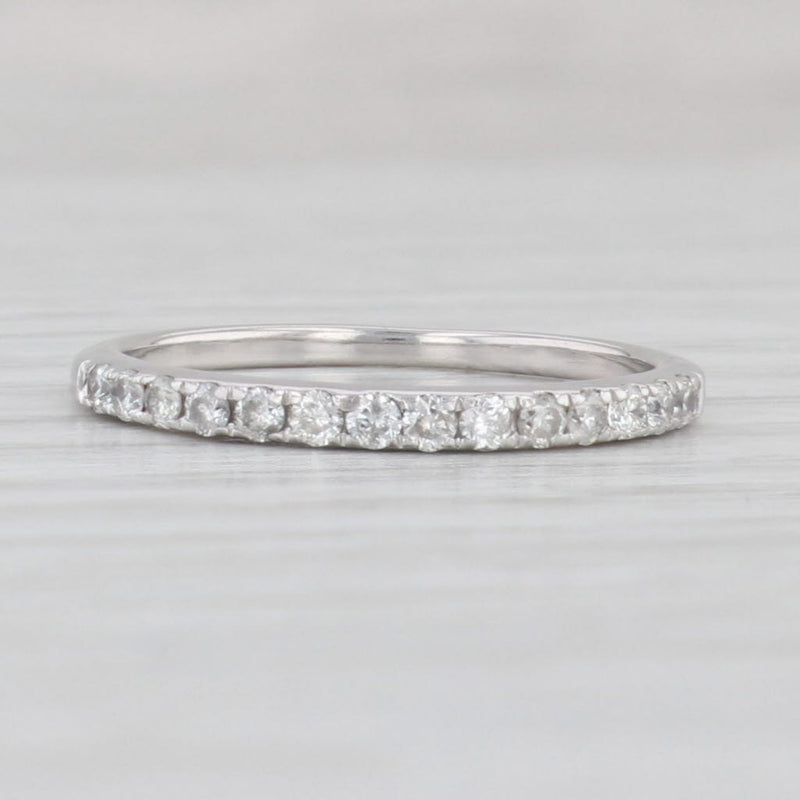 Light Gray 0.20ctw Diamond Wedding Band 14k White Gold Stackable Ring Size 6.5