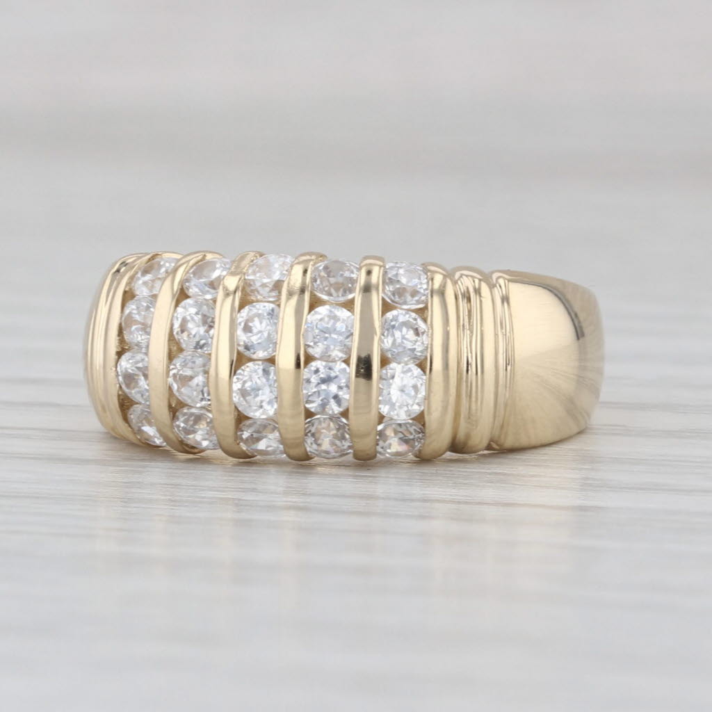 0.70ctw Cubic Zirconia Rows Ring 14k Yellow Gold Size 6.75 Italian