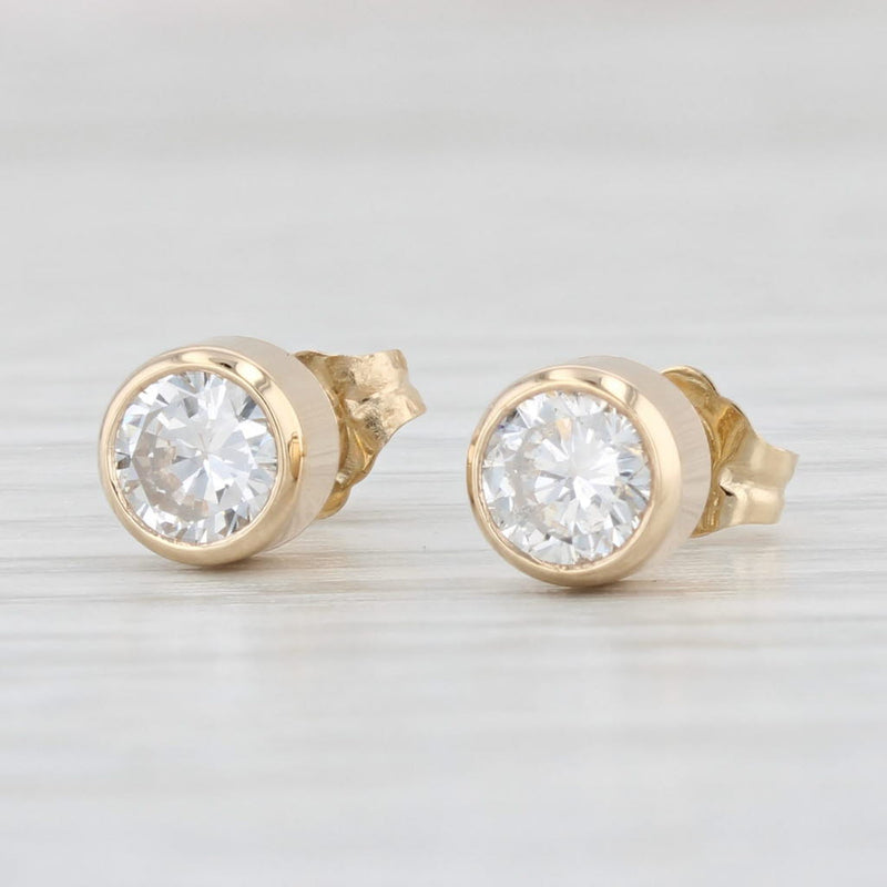 Light Gray New 0.85ctw Round Diamond Solitaire Stud Earrings 14k Yellow Gold