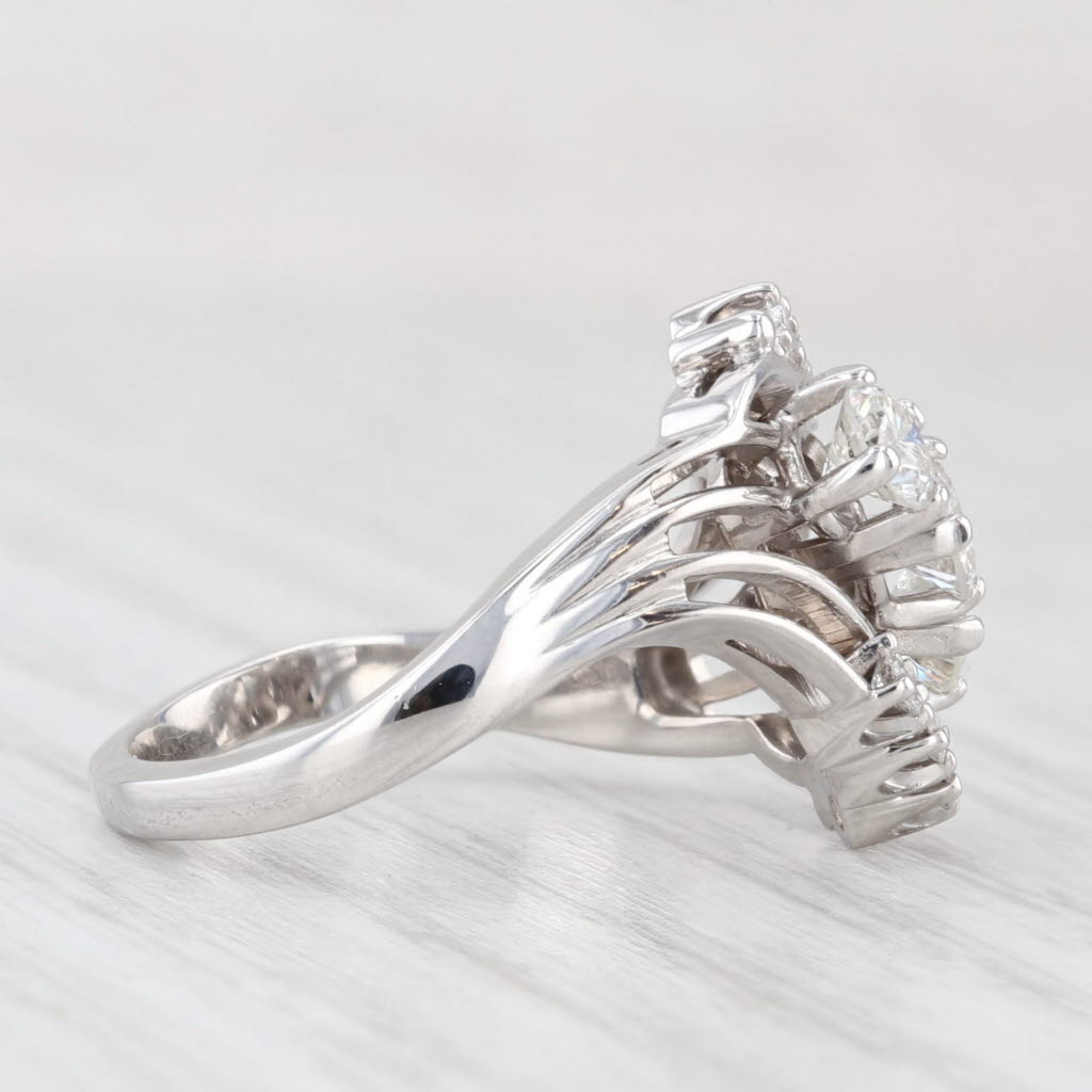 Light Gray Jabel 0.85ctw Diamond Bypass Ring 18k White Gold Size 6.25 Cocktail 3-Stone