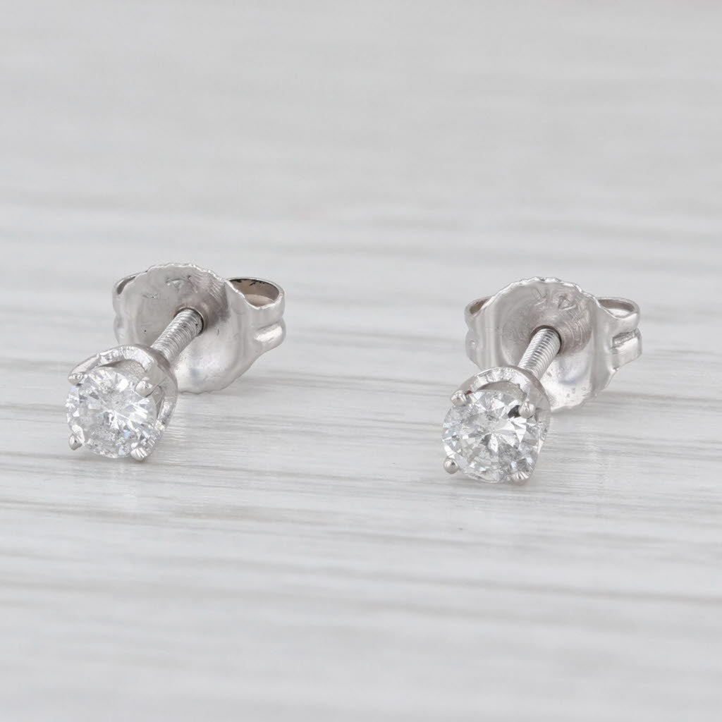 0.24ctw Diamond Round Solitaire Stud Earrings 14k White Gold