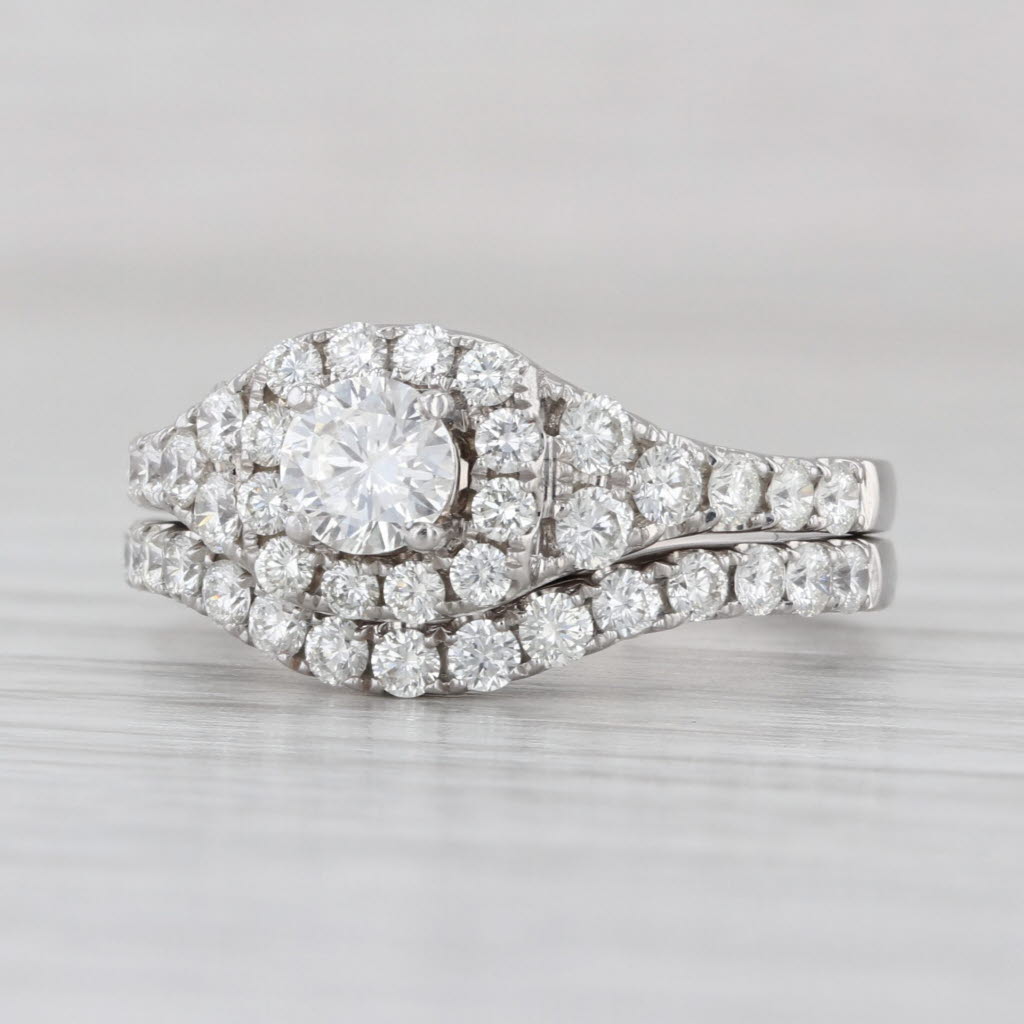 1.30ctw LEO Diamond Engagement Ring Wedding Band Bridal Set 14k White Gold Sz 7