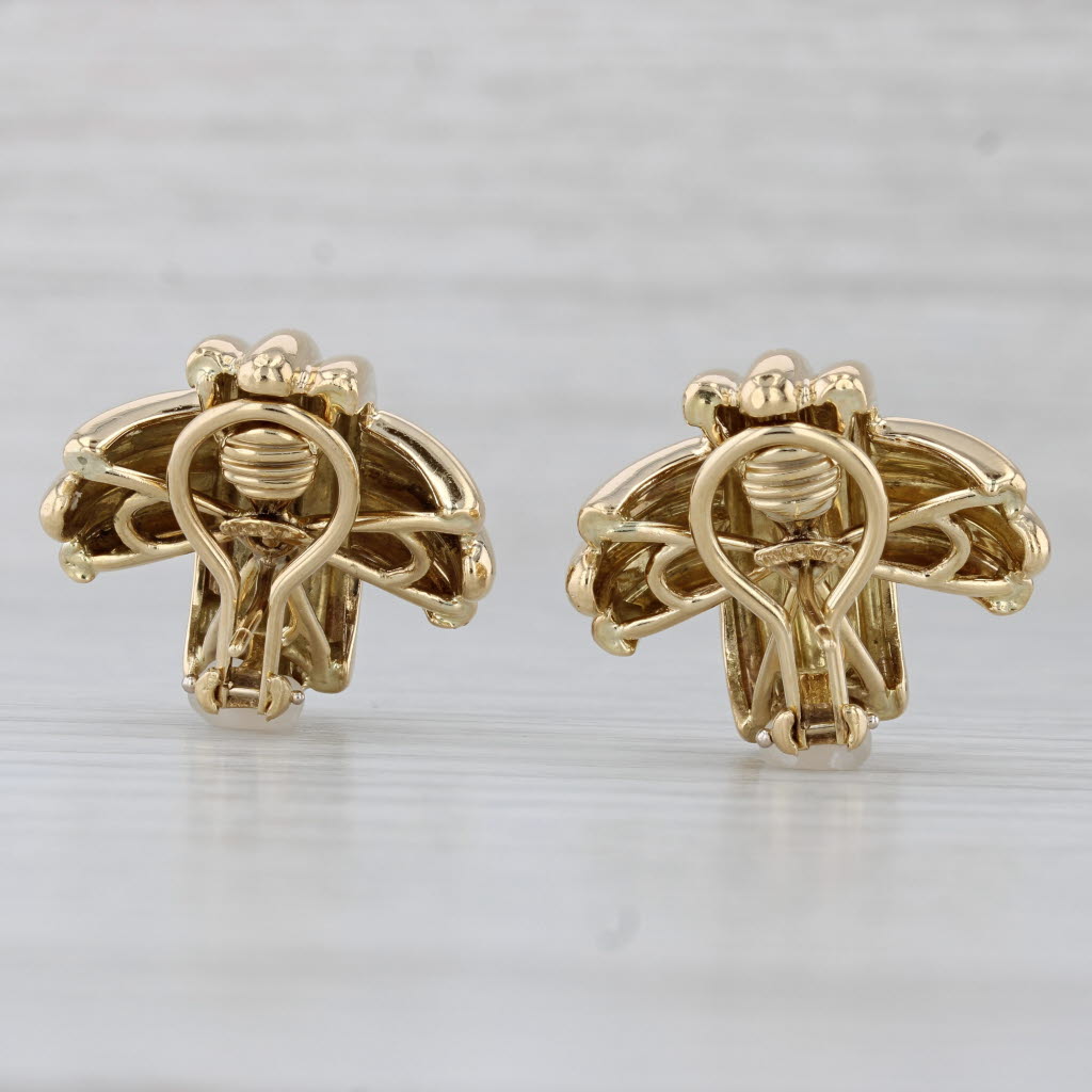 Gray Tiffany & Co Beveled X Stud Earrings w/ Box 18k Yellow Gold Omega Backs