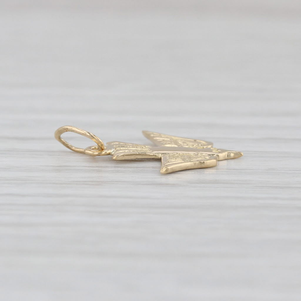 Small Flying Bird Pendant 18k Yellow Gold Little Charm