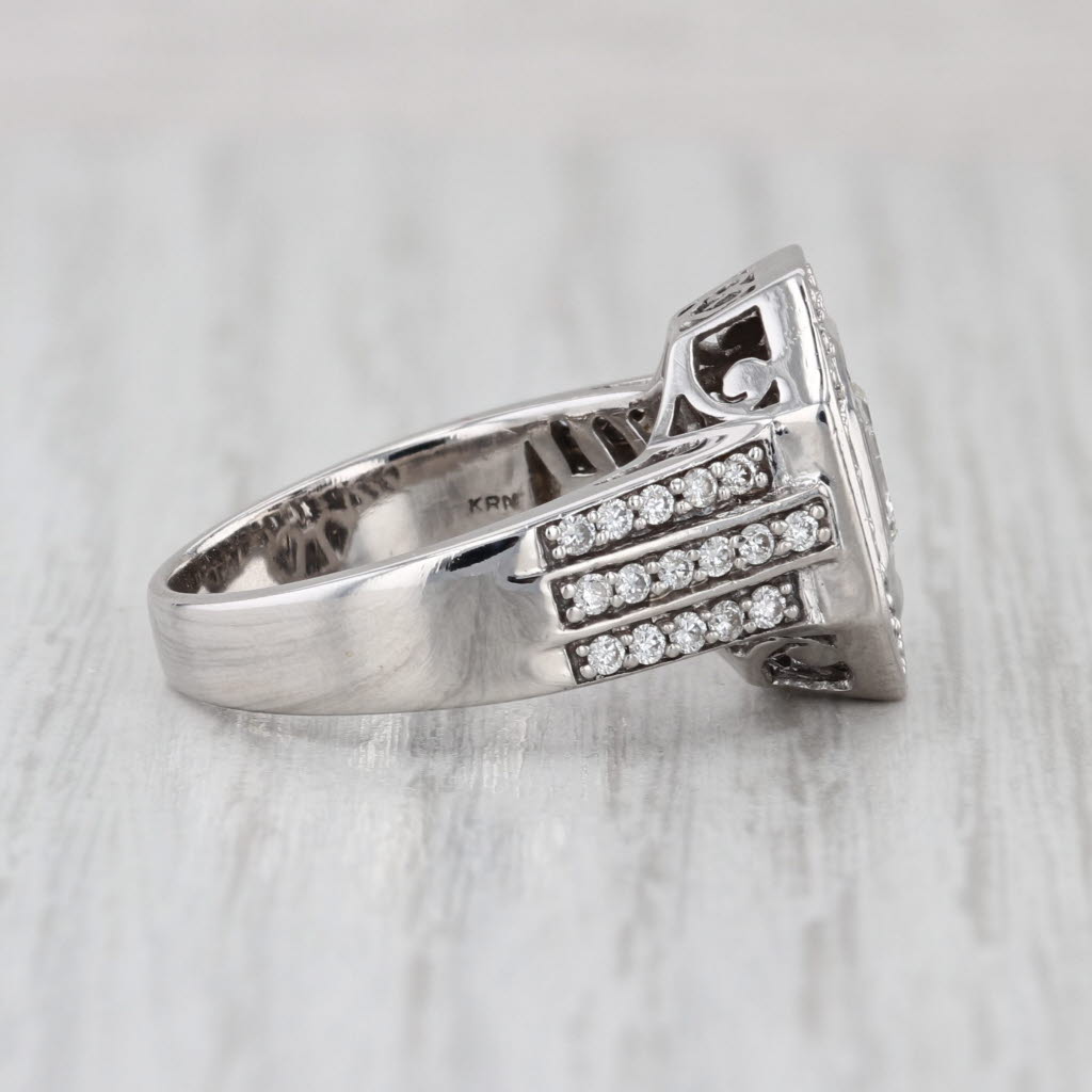 1.50ctw Emerald Cut Diamond Halo Engagement Ring 14k White Gold Size 7.75