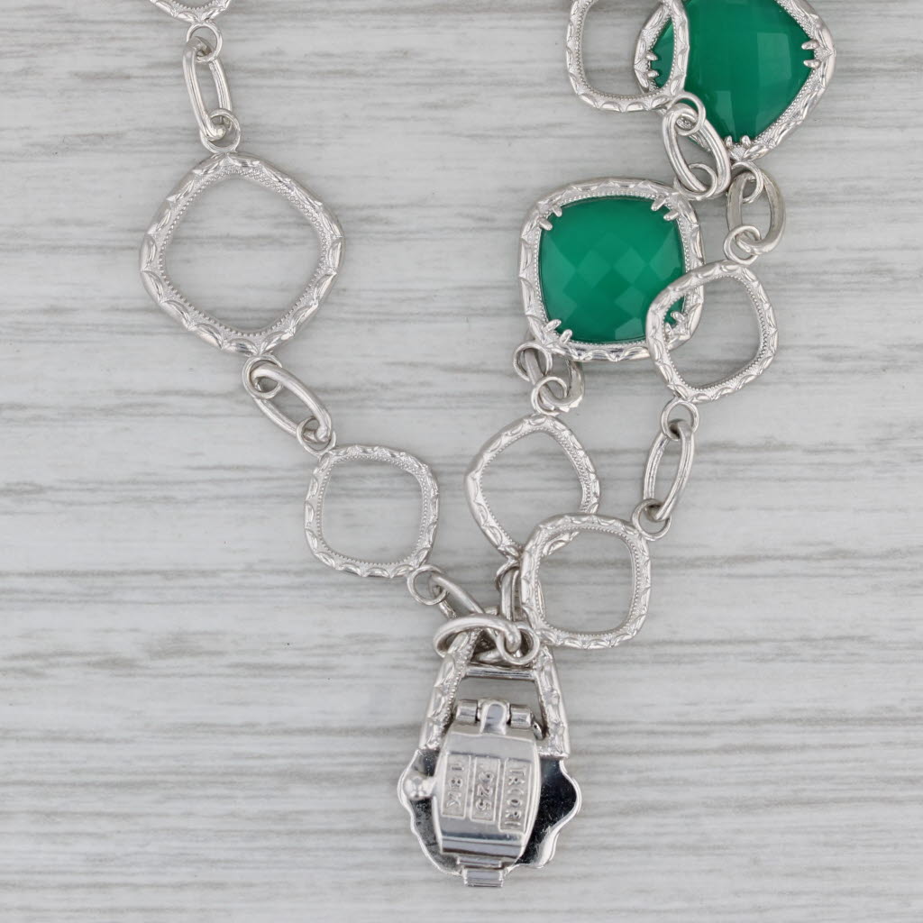 Gray Tacori Green Chalcedony 3-Chain Bracelet Sterling Silver 18k Gold 7.25"