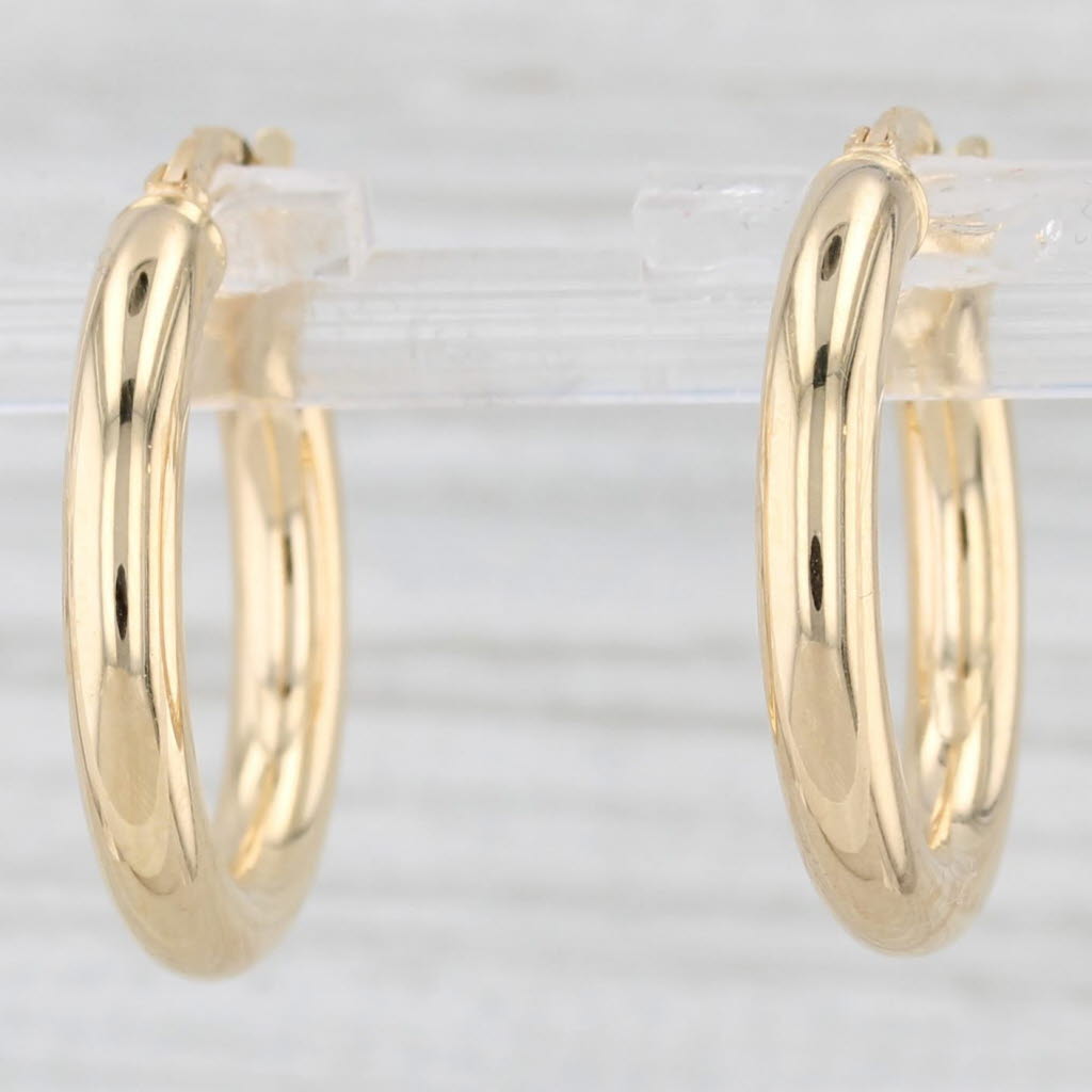 Light Gray New Round Hoop Earrings 14k Yellow Gold Snap Top Hoops 3 x 20 mm