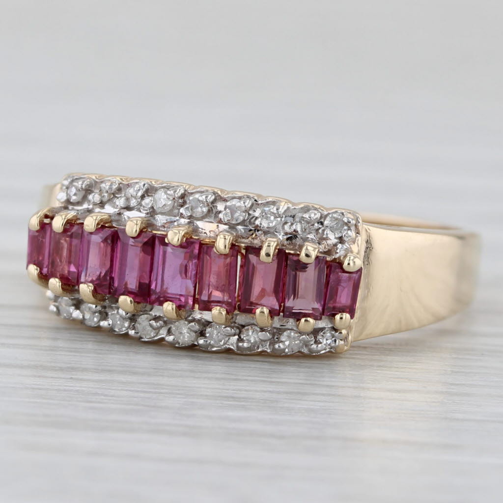 Light Gray 0.88ctw Ruby Diamond Ring 14k Yellow Gold Size 8 Stackable