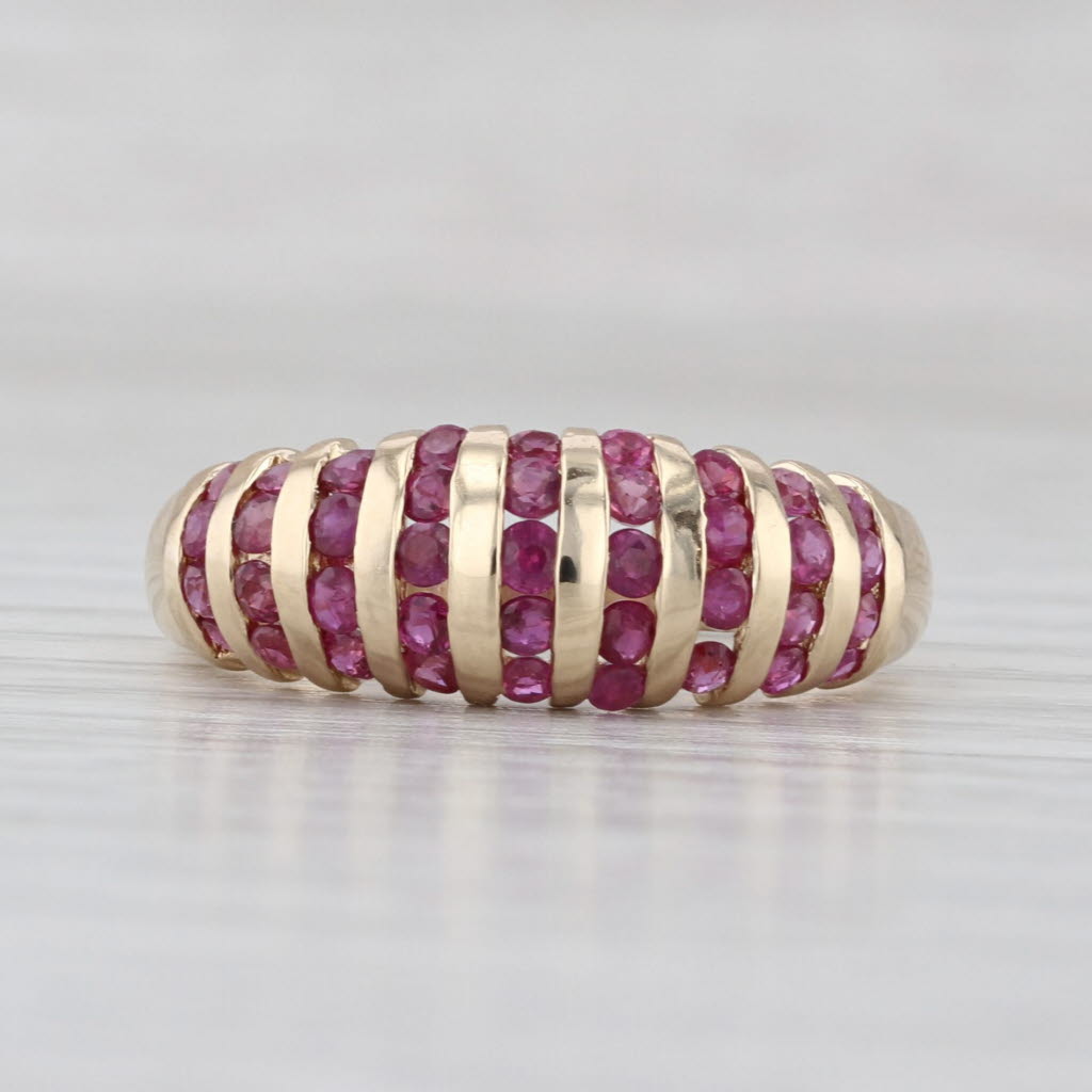 1ctw Ruby Scalloped Ring 14k Yellow Gold Size 7.25