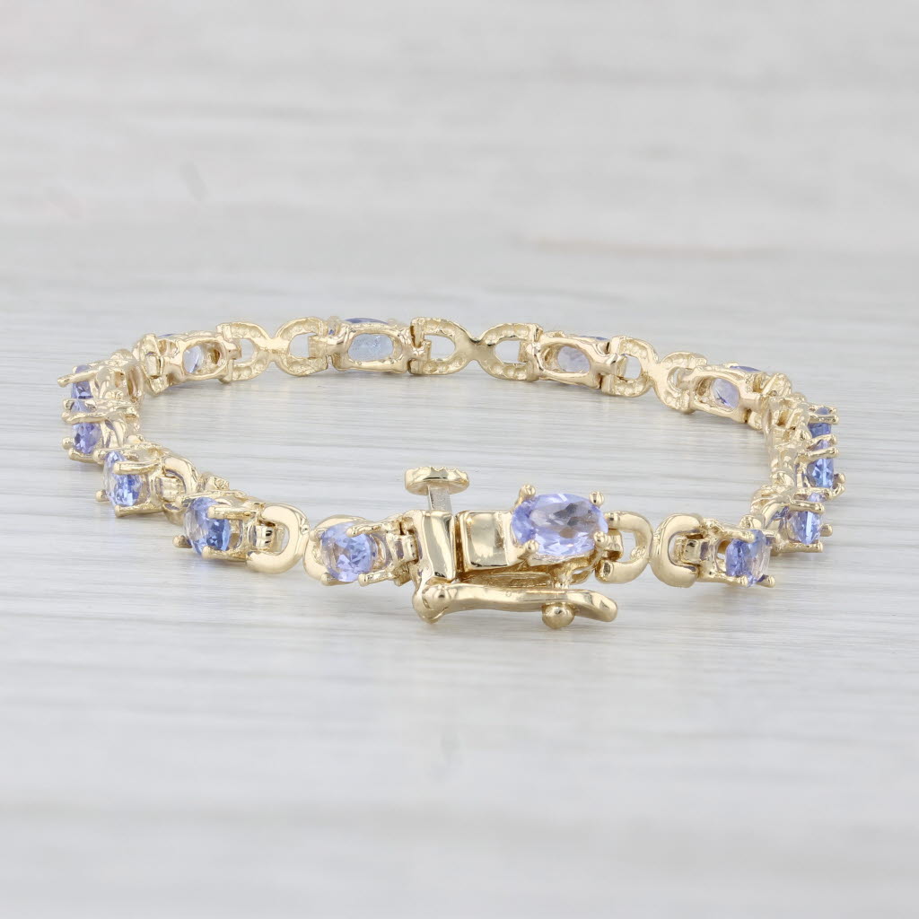 Light Gray 3.50ctw Tanzanite Tennis Bracelet 14k Yellow Gold 7" 3.7mm