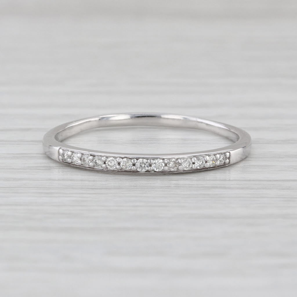 0.09ctw Diamond Wedding Band 10k White Gold Stackable Ring Size 10.5
