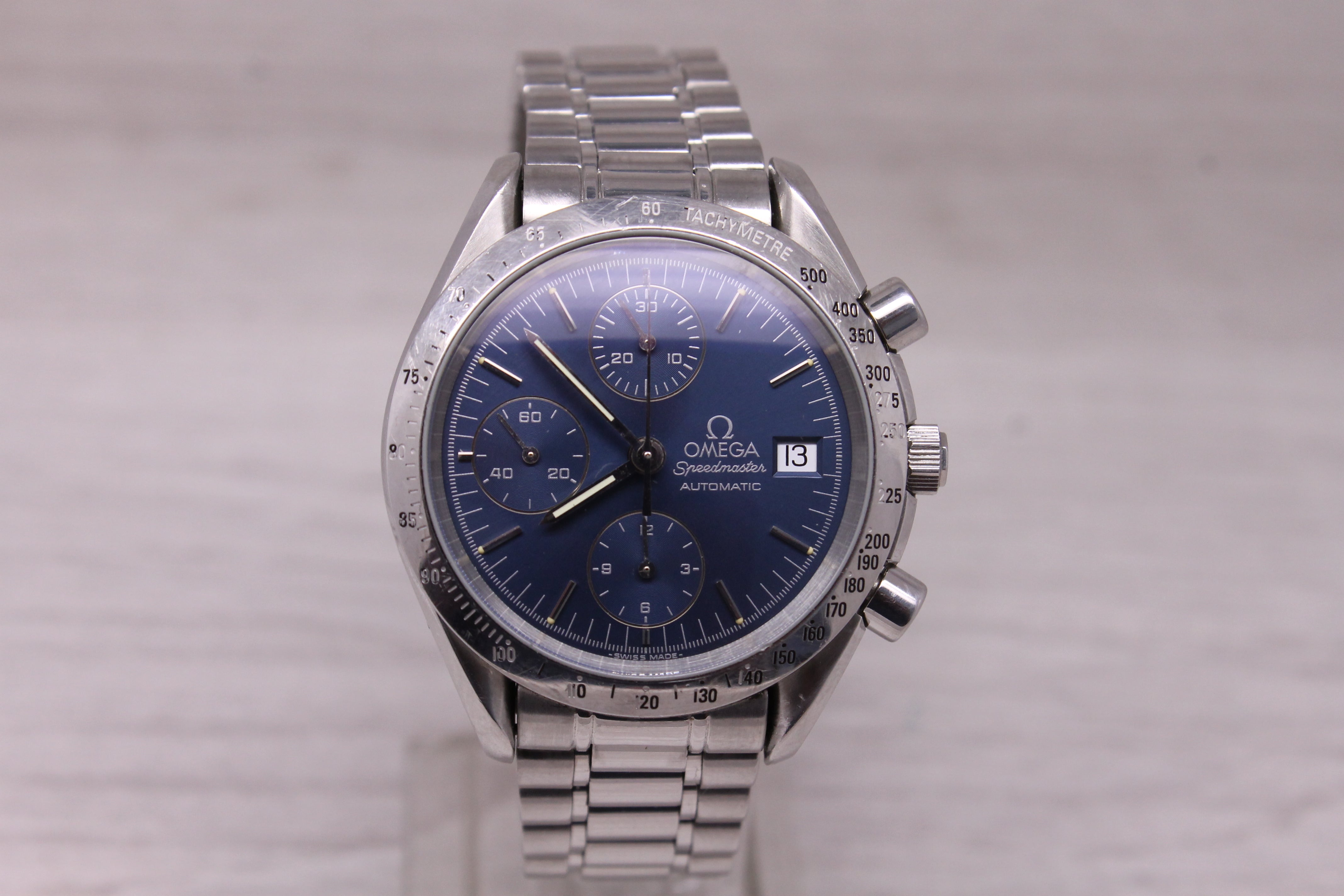 Omega Speedmaster Steel 39mm Automatic Watch Swiss Chronograph Date Blue 3511.80