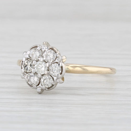 Light Gray 0.45ctw Diamond Cluster Engagement Ring 10k Gold Vintage Size 7
