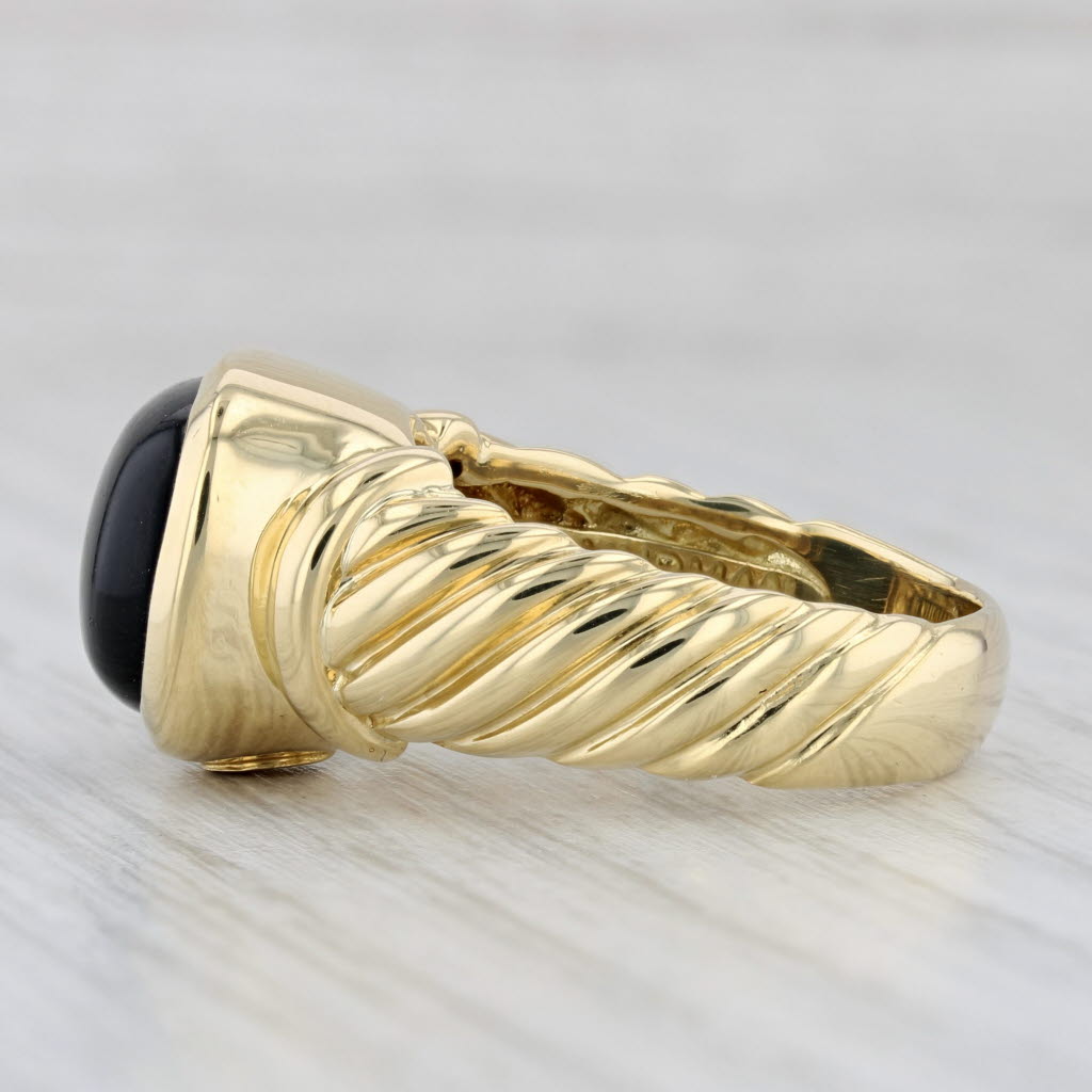 Light Gray David Yurman Onyx Noblesse Cable Ring 18k Yellow Gold Size 9.25 with Box