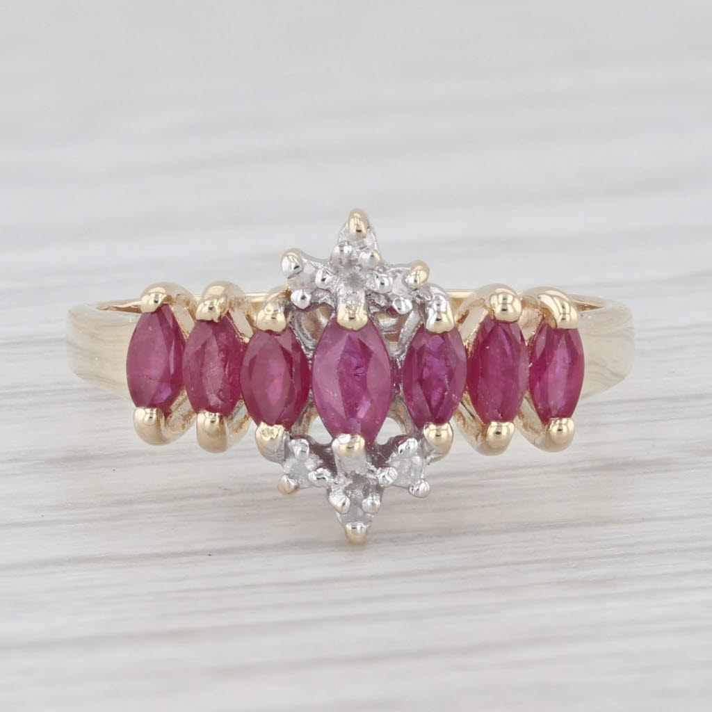 Light Gray 0.65ctw Ruby Ring Diamond Accents 10k Yellow Gold Size 6