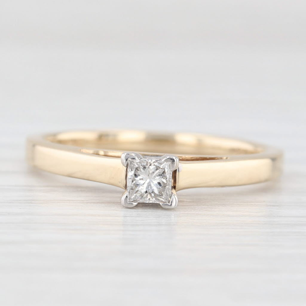 Light Gray 0.25ct Princess Diamond Solitaire Ring 14k Yellow Gold Size 7.25